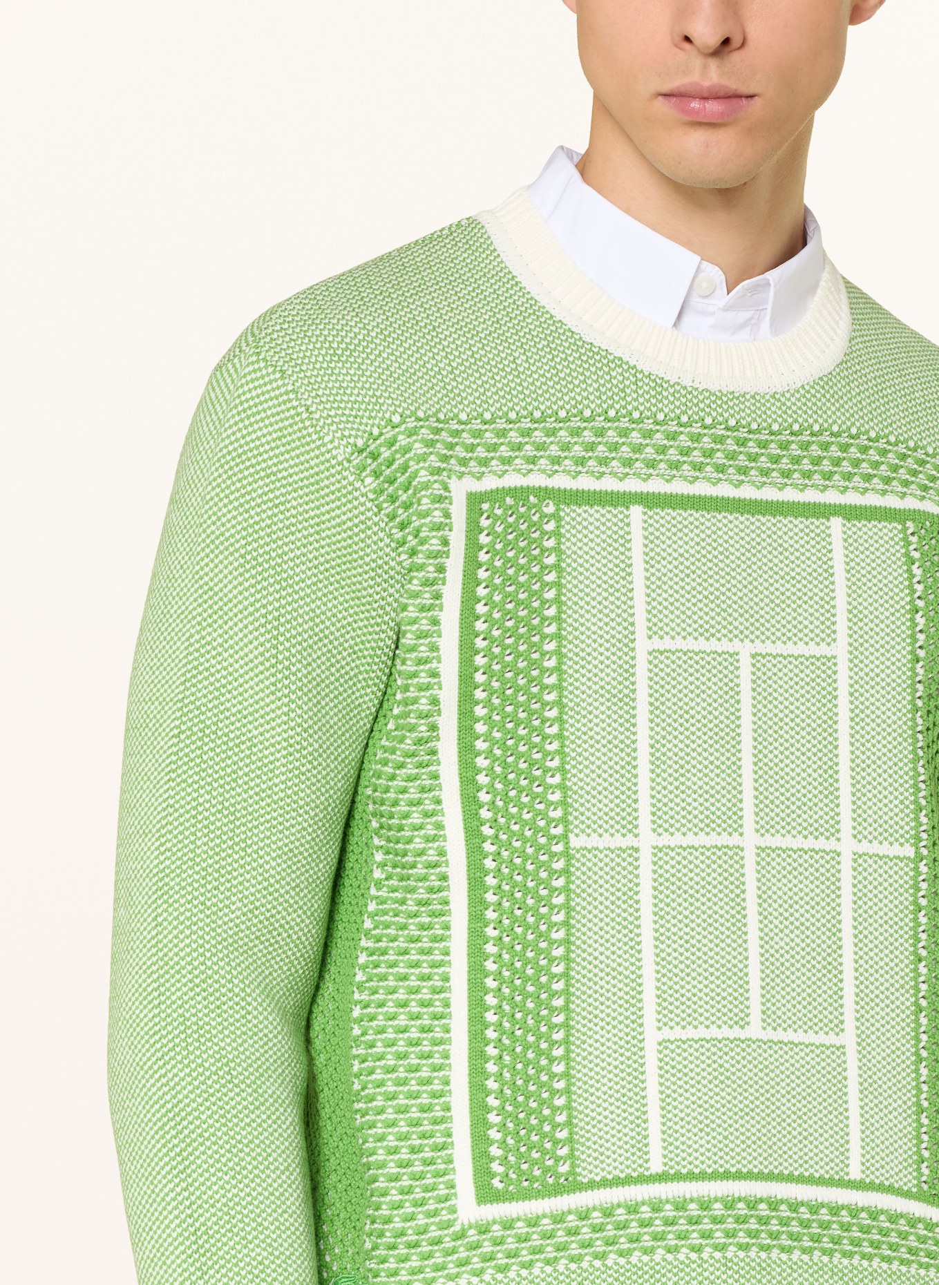 LACOSTE Pullover: GRÜN / WEISS