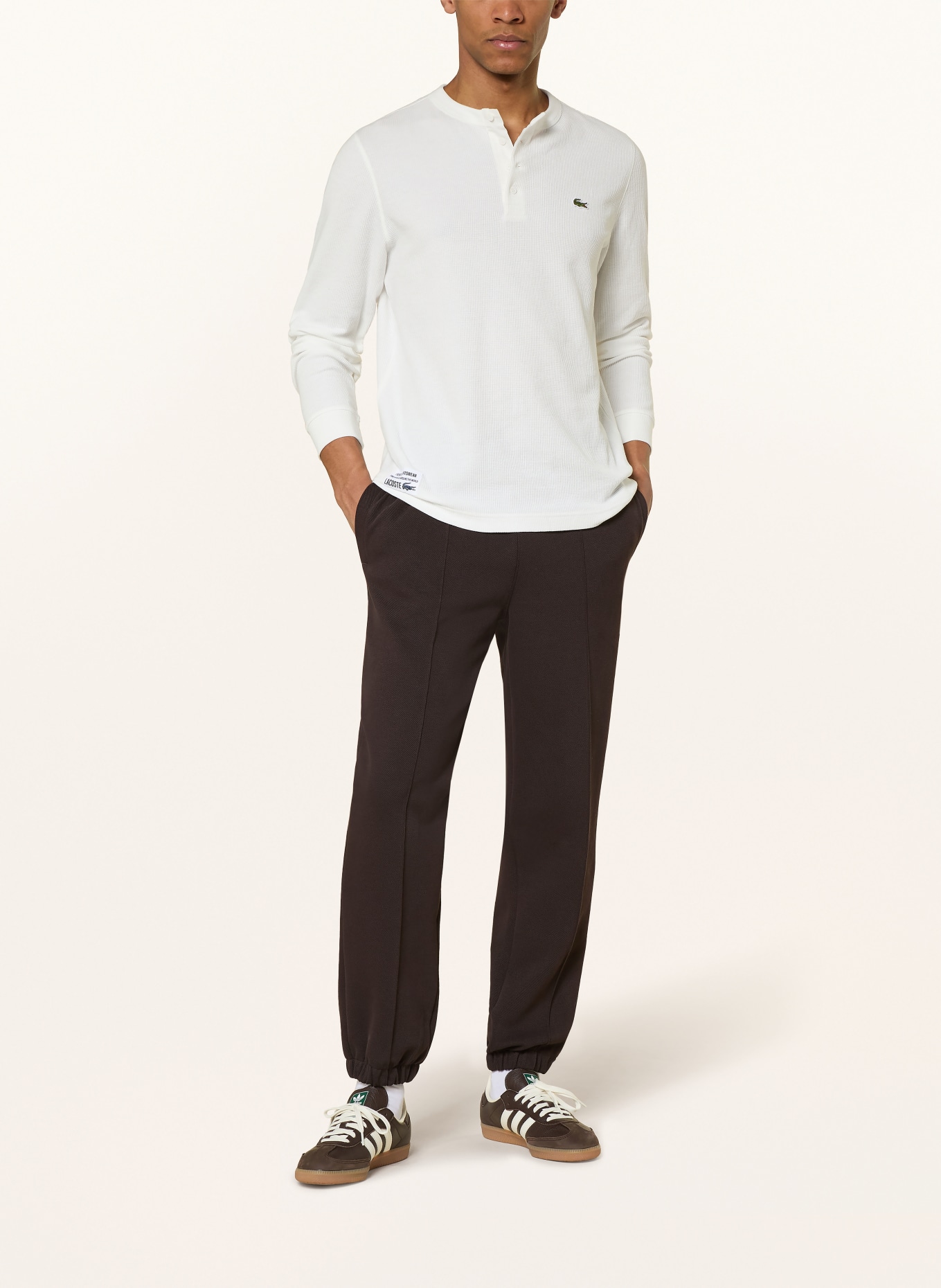 LACOSTE Henley-Shirt: WEISS