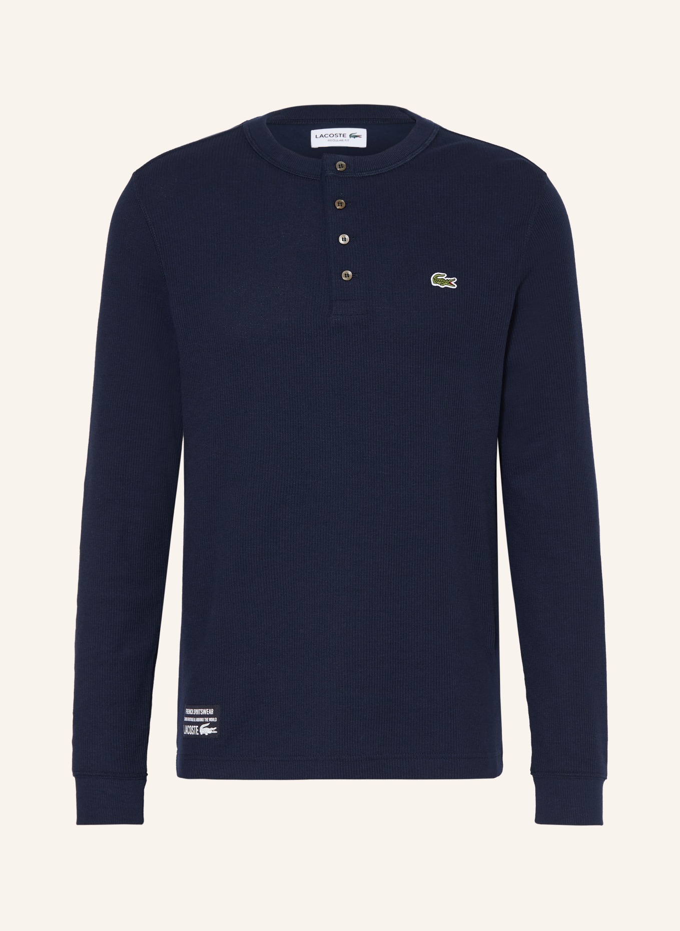 LACOSTE Henley-Shirt: DUNKELBLAU