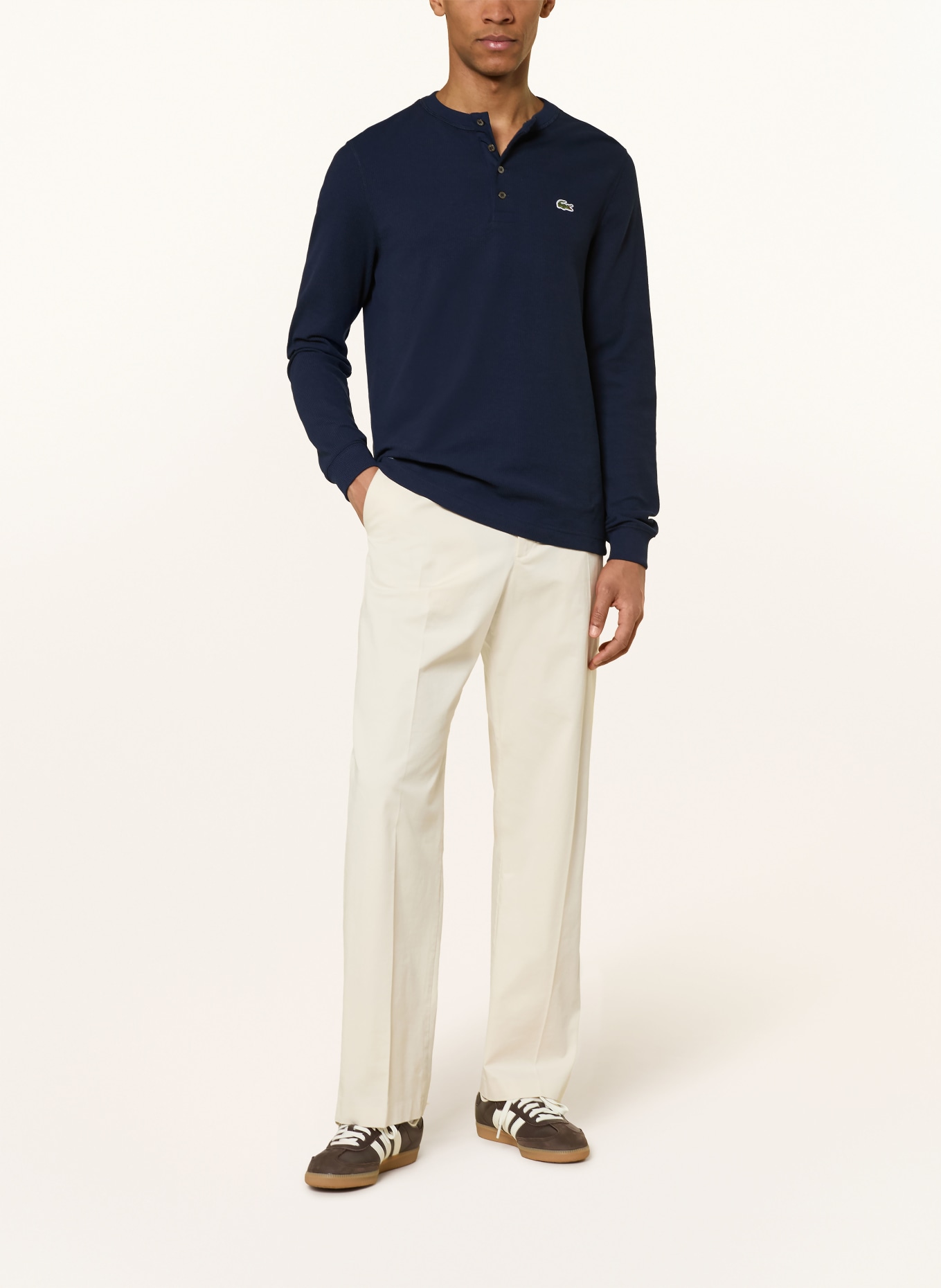 LACOSTE Henley-Shirt: DUNKELBLAU