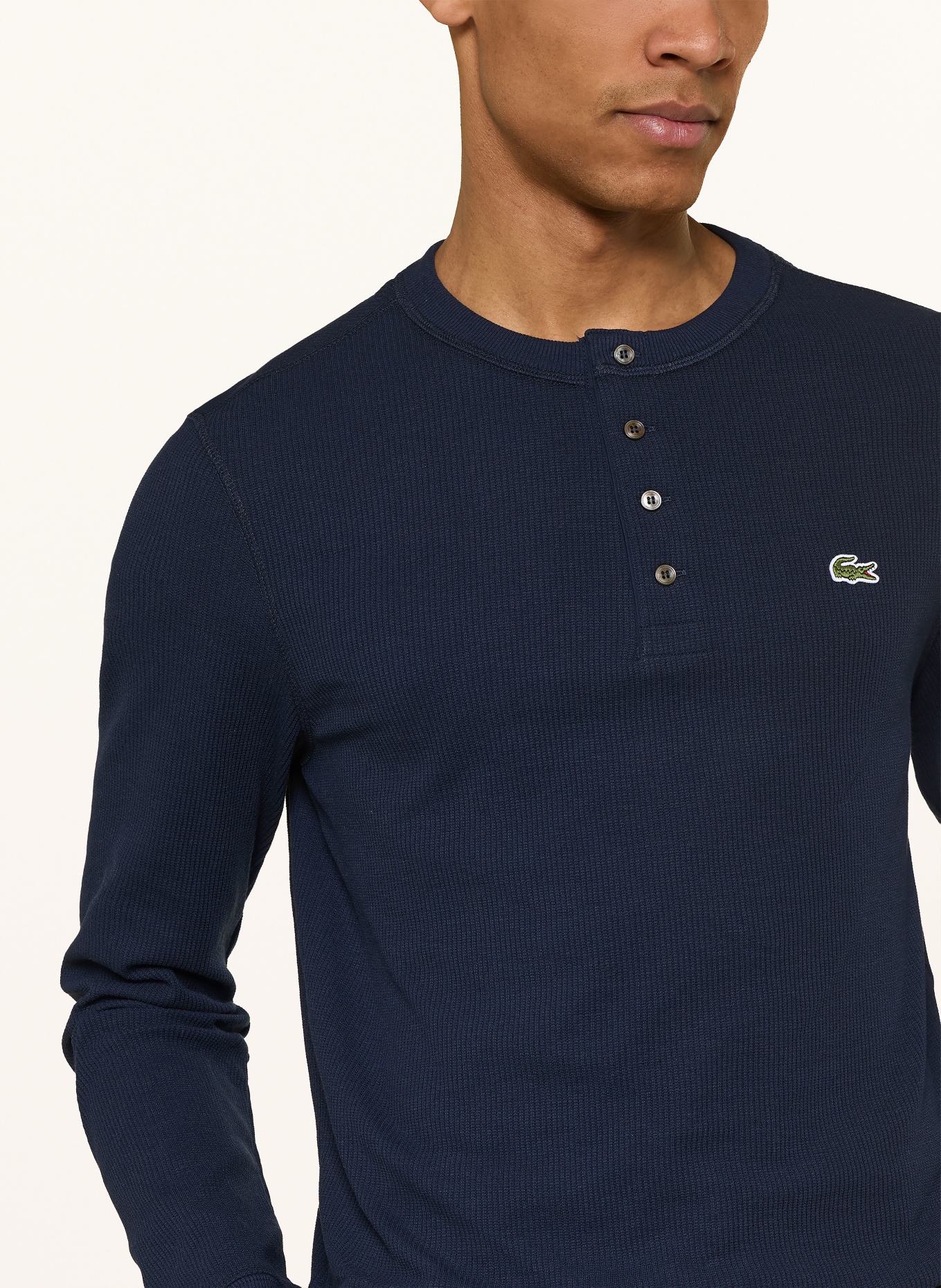 LACOSTE Henley-Shirt: DUNKELBLAU