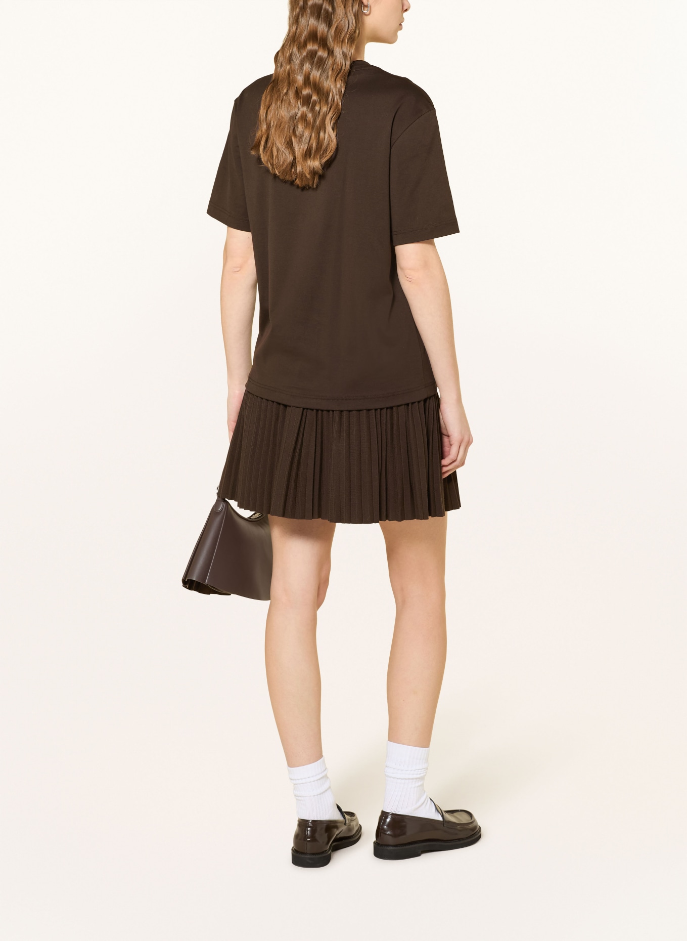 LACOSTE pletená sukně: TMAVĚ HNĚDÁ