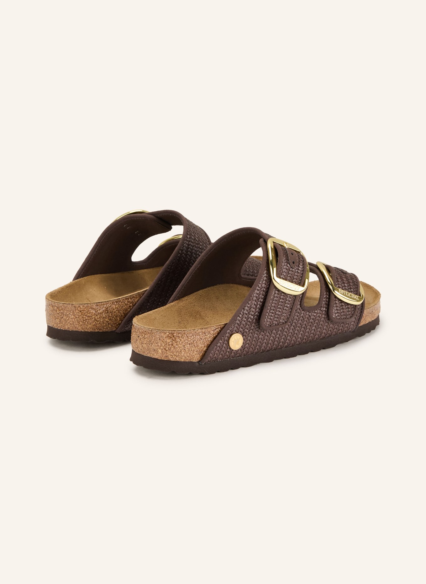 BIRKENSTOCK Pantofle ARIZONA BIG BUCKLE RAFFIA: HNĚDÁ / TMAVĚ HNĚDÁ