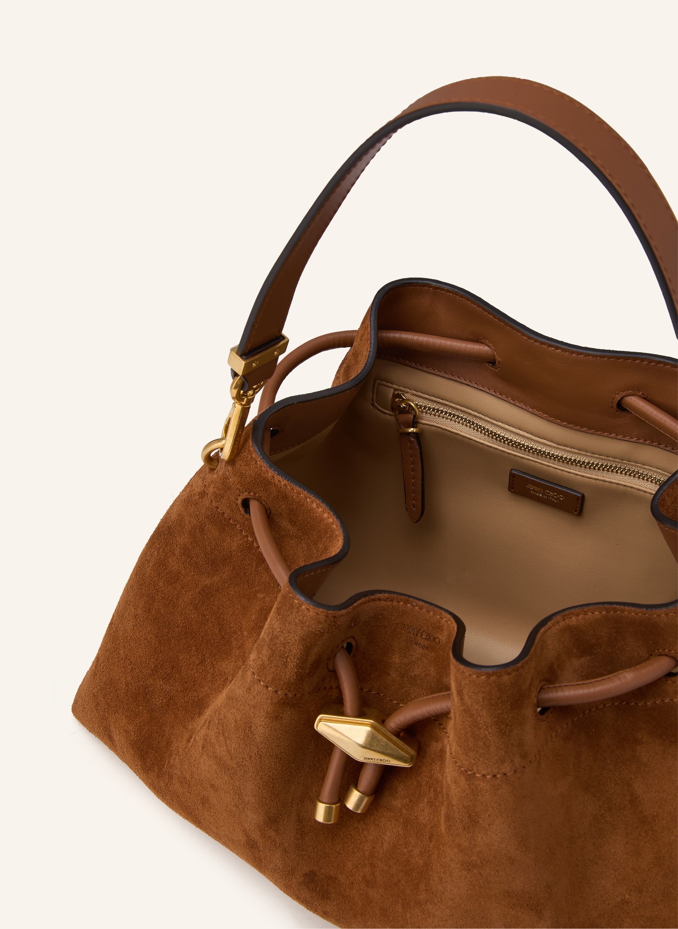 JIMMY CHOO Beuteltasche BON BON: COGNAC / GOLD