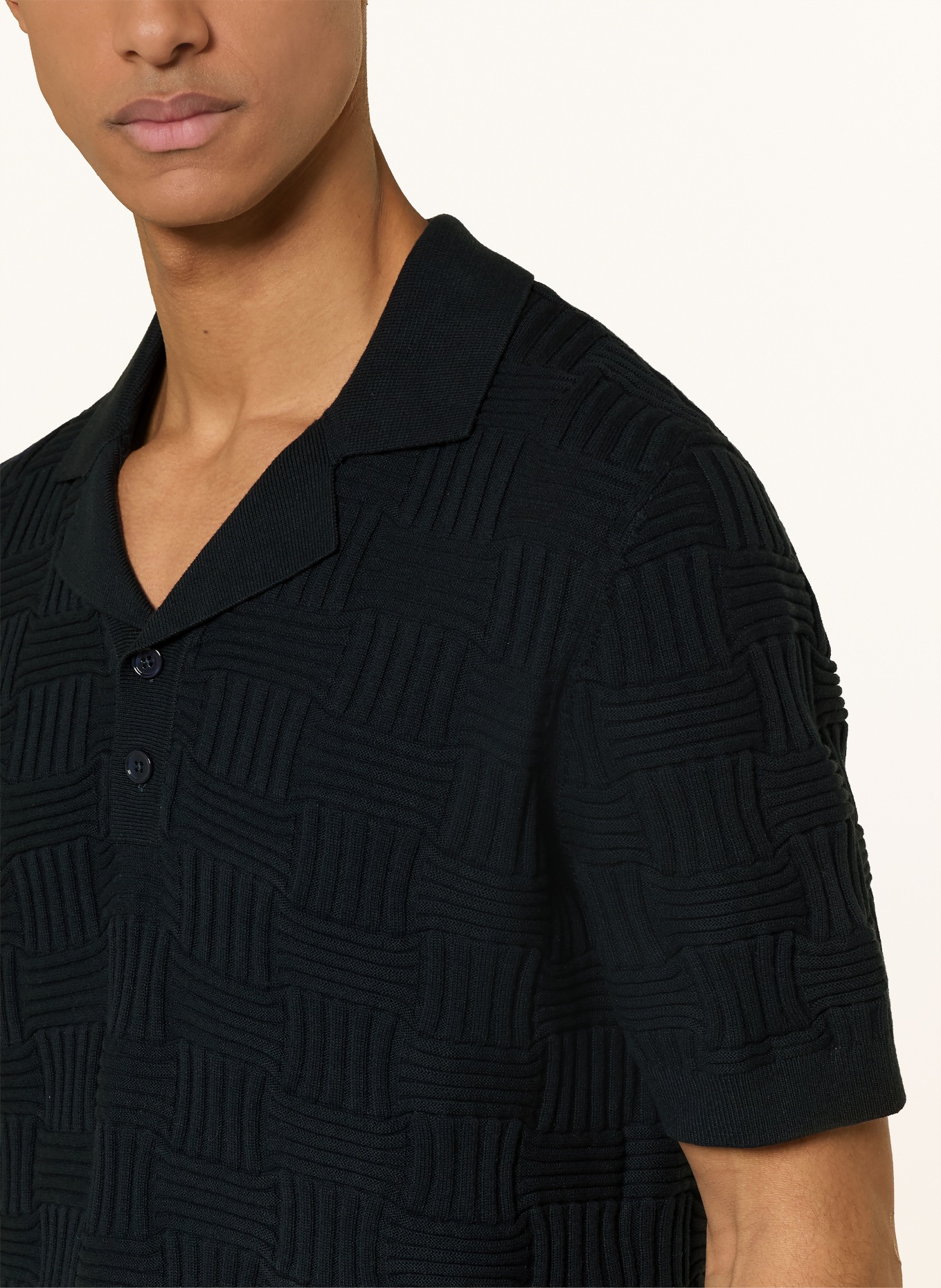 NOWADAYS knitted polo shirt: DARK BLUE
