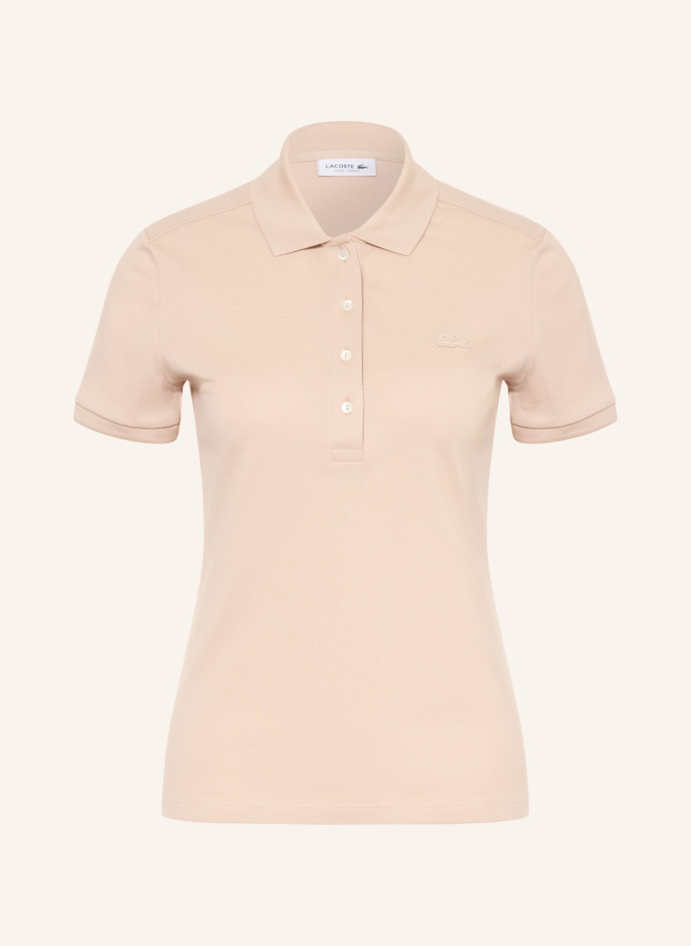 LACOSTE Piqué-Poloshirt: BEIGE