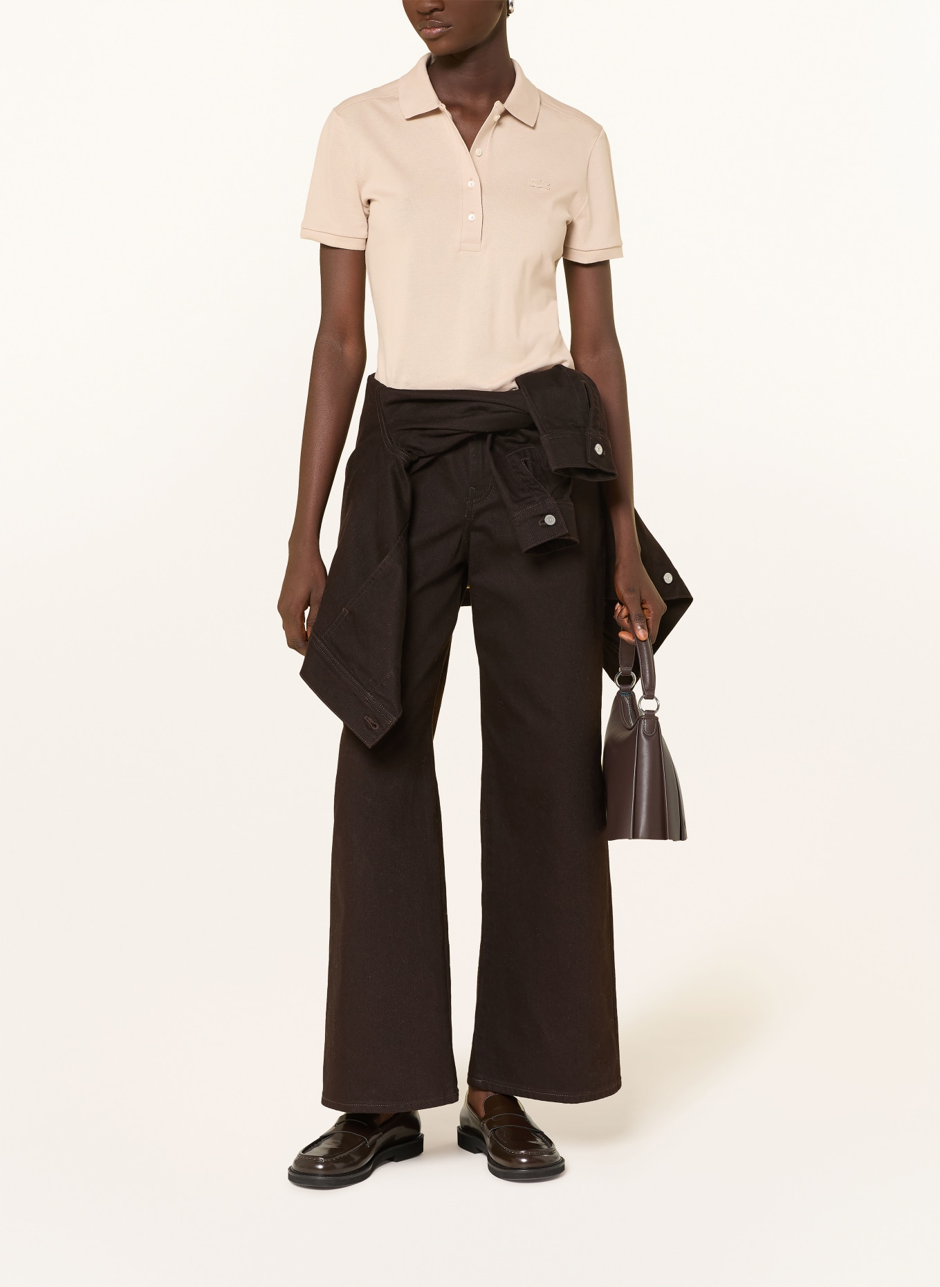 LACOSTE Piqué-Poloshirt: BEIGE