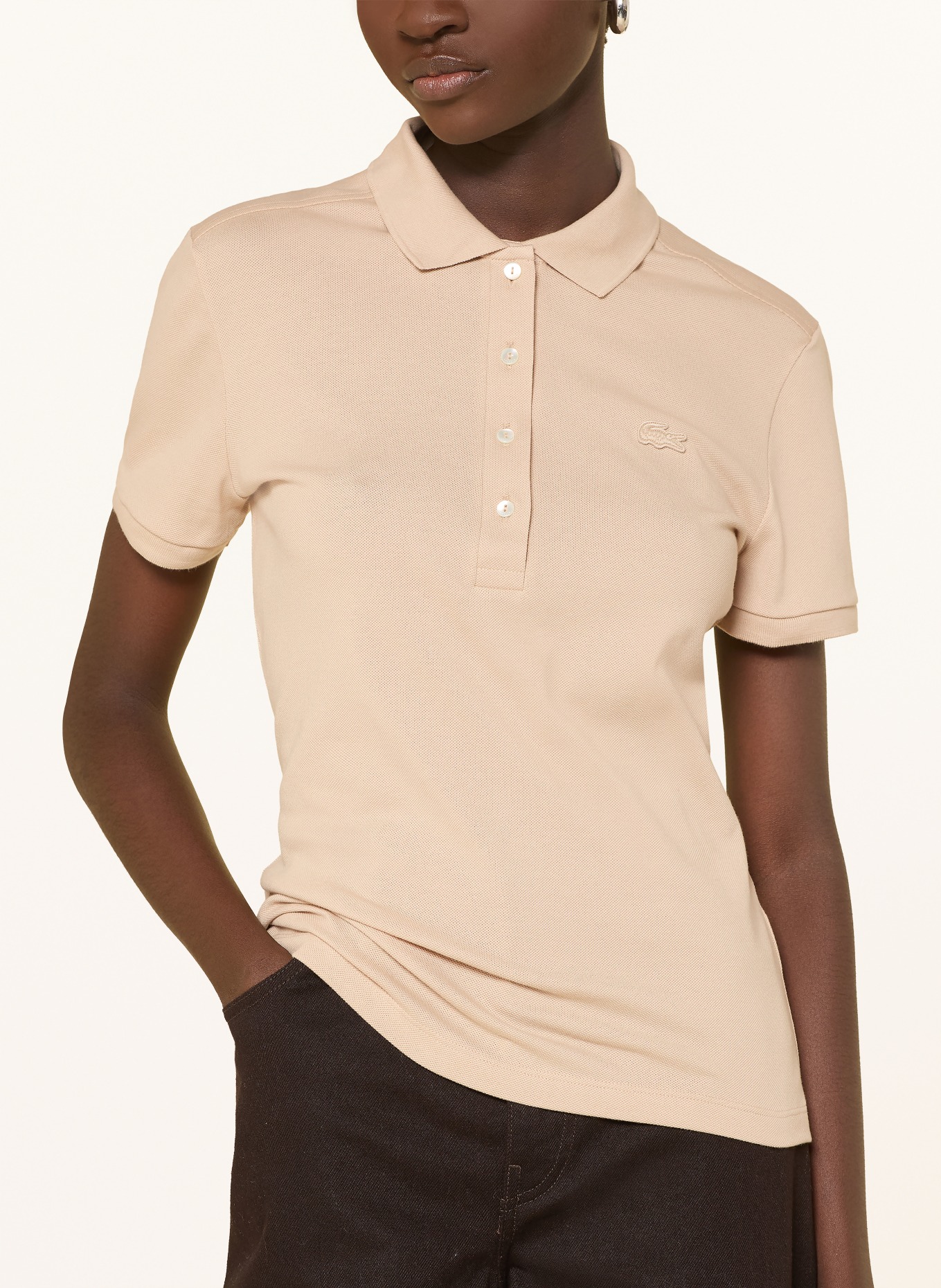 LACOSTE Piqué-Poloshirt: BEIGE