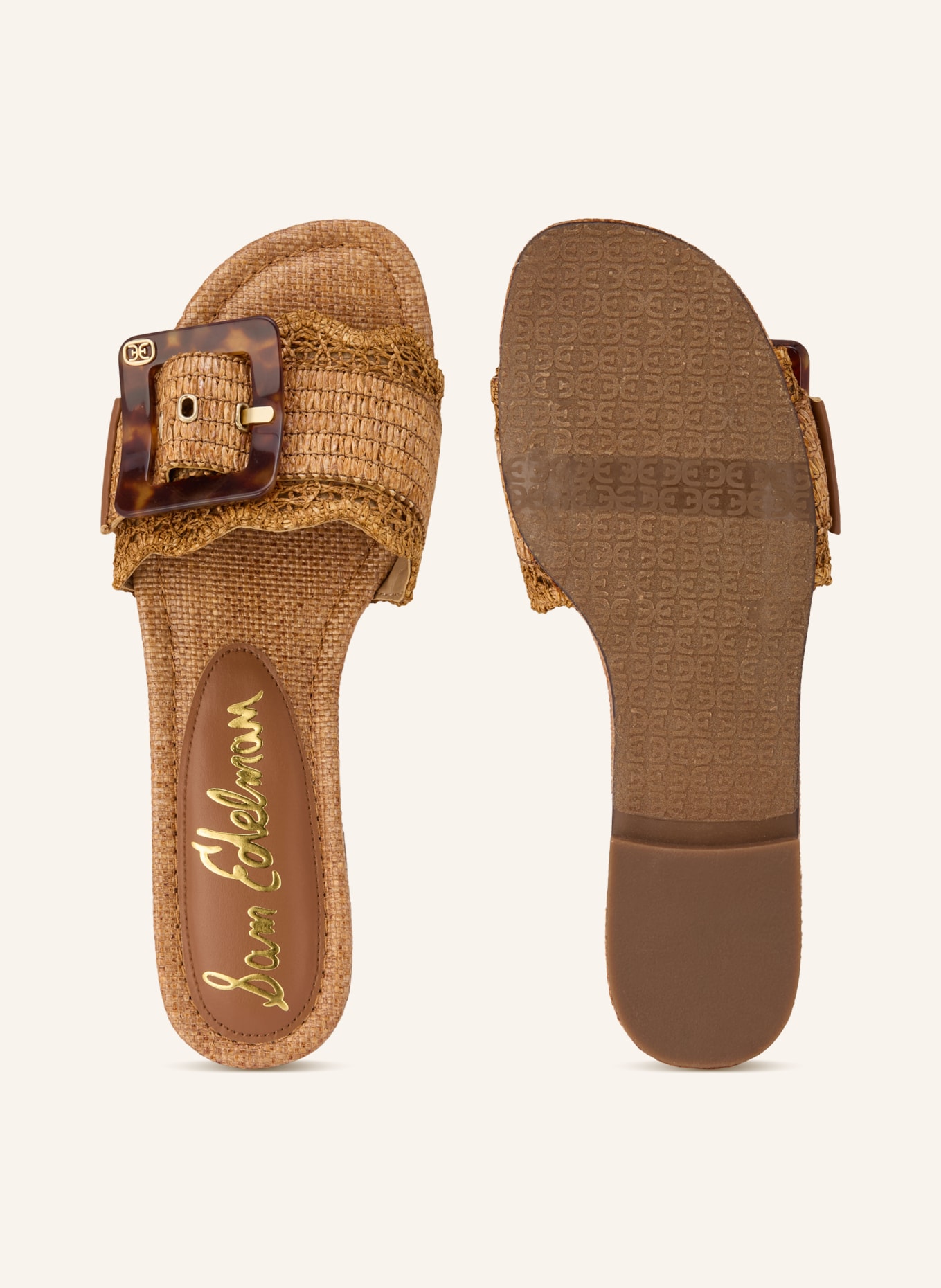 Sam Edelman BAMBI PLAYA mules: LIGHT BROWN / GOLD / DARK BROWN