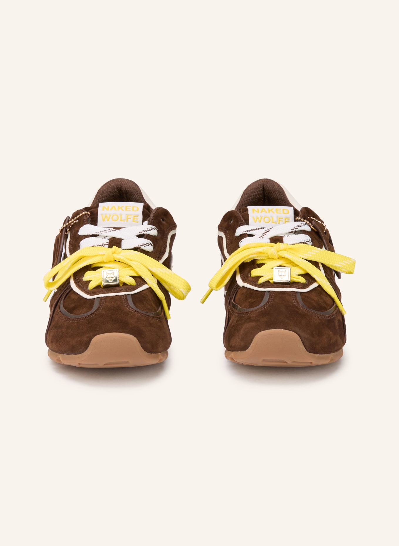 NAKED WOLFE Tenisky ADORED: TMAVĚ HNĚDÁ / ŽLUTÁ / BÍLÁ