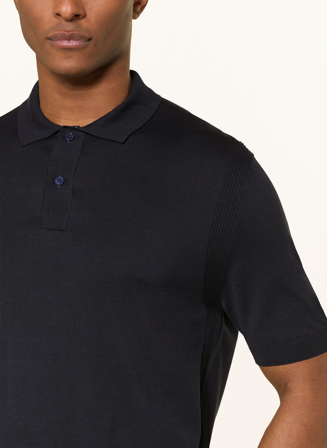 PAUL & SHARK Strick-Poloshirt mit Seide: DUNKELBLAU