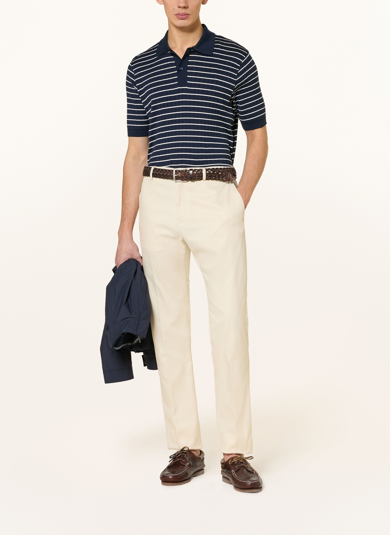 PAUL & SHARK Strick-Poloshirt: DUNKELBLAU / WEISS