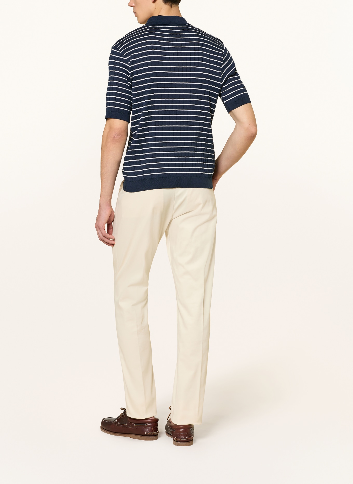 PAUL & SHARK Strick-Poloshirt: DUNKELBLAU / WEISS