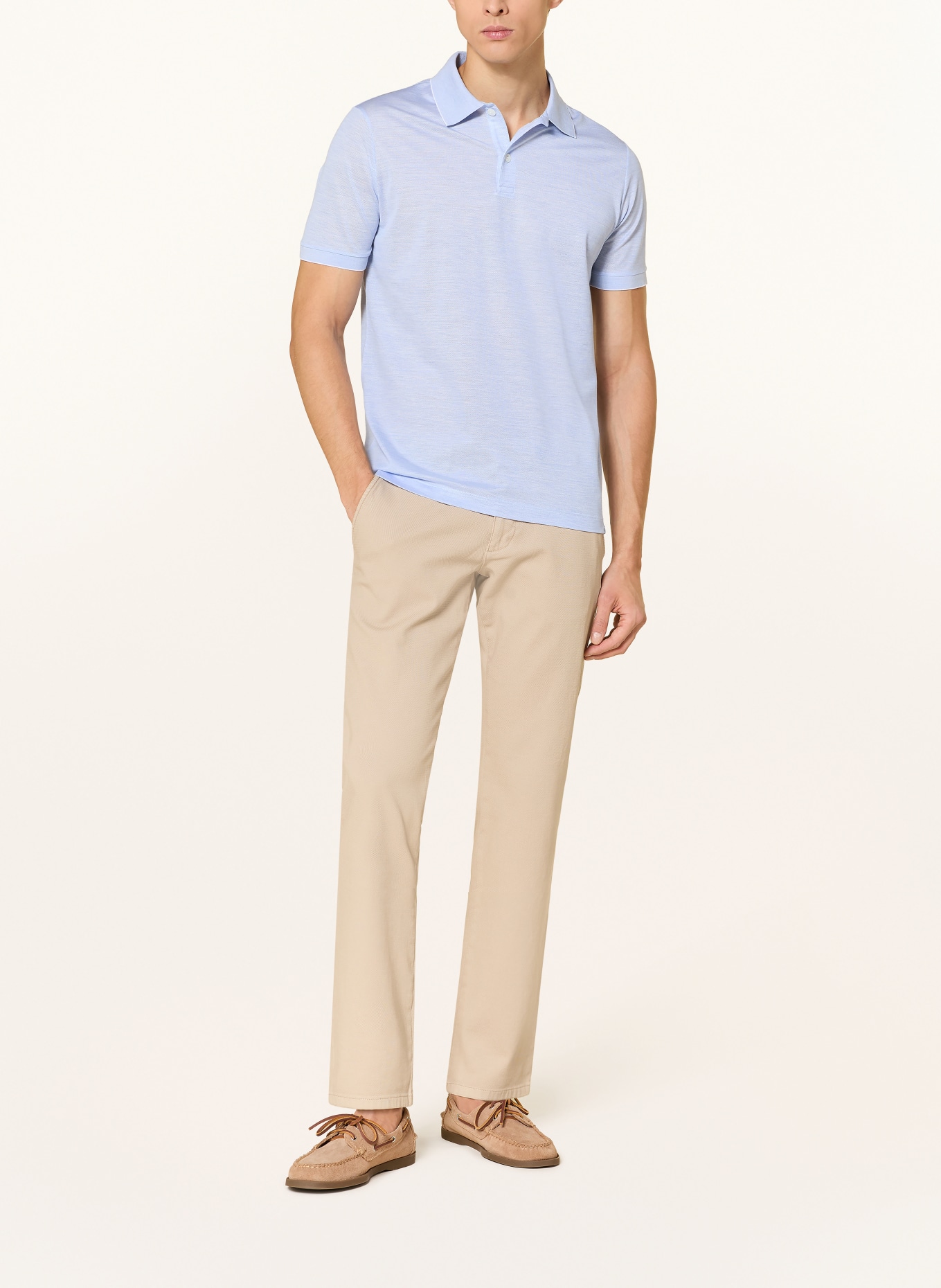 PAUL & SHARK Piqué poloshirt met zijde: LICHTBLAUW