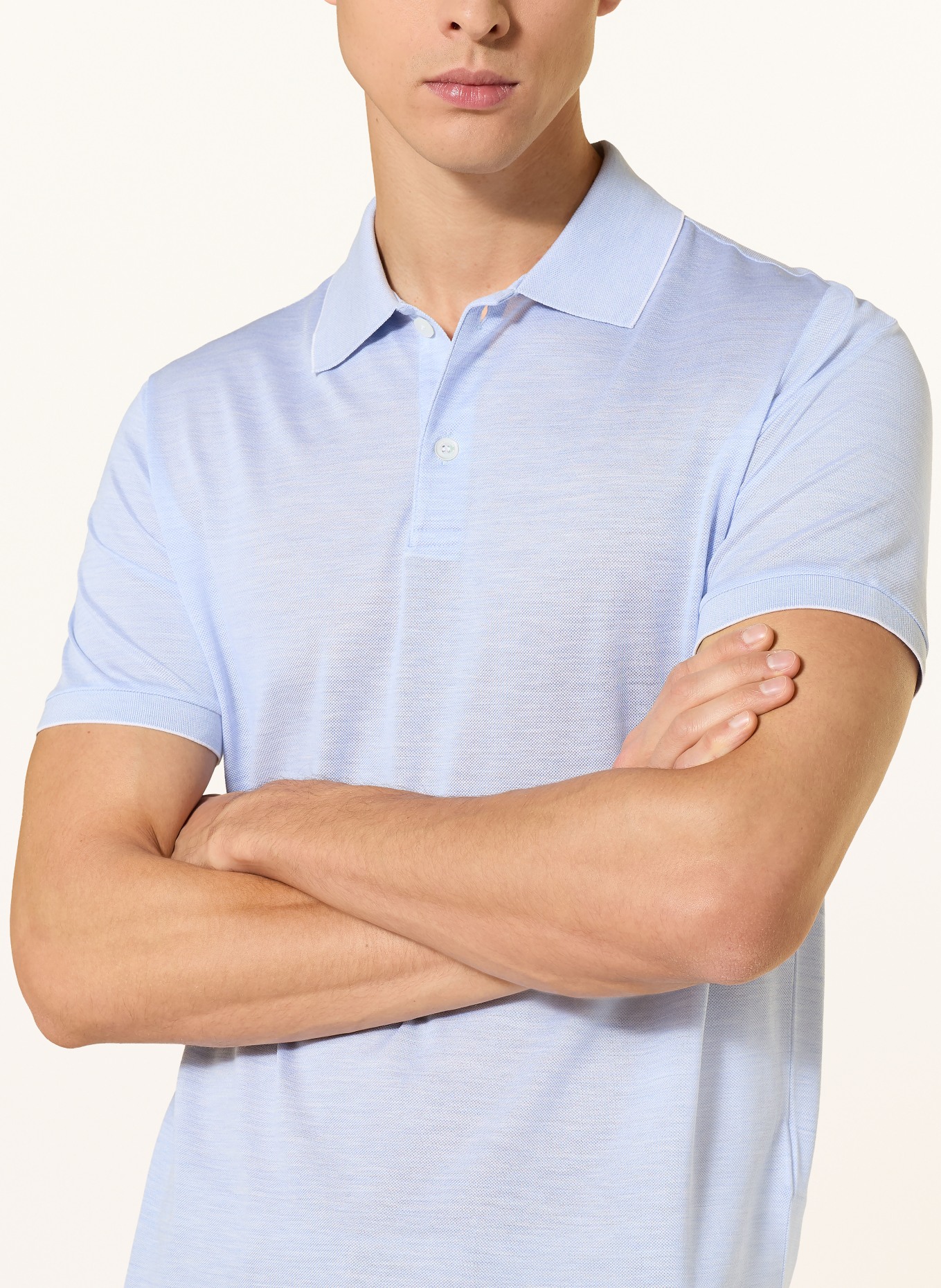 PAUL & SHARK Piqué poloshirt met zijde: LICHTBLAUW