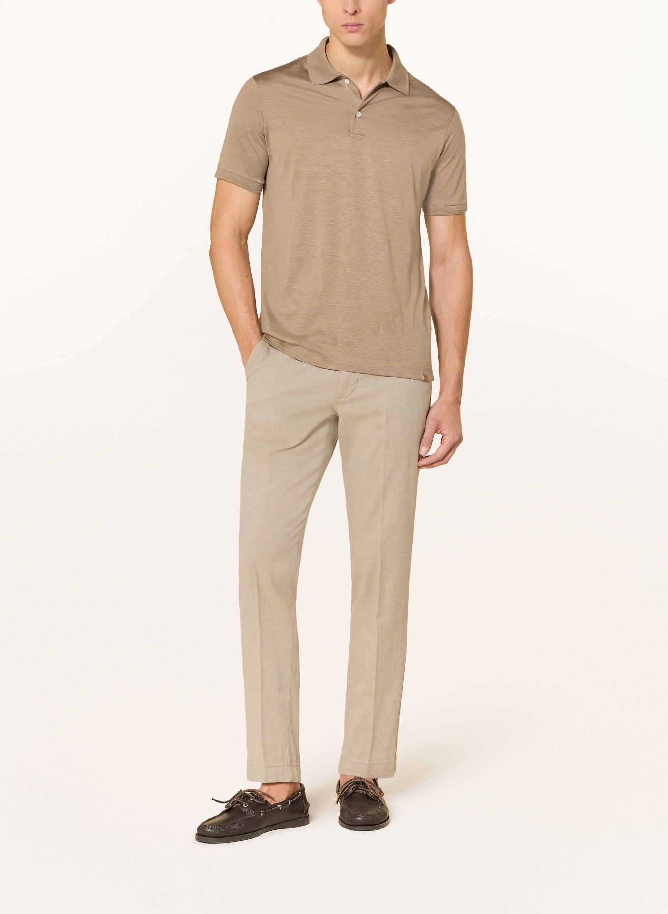 PAUL & SHARK Polo met zijde: LICHTBRUIN