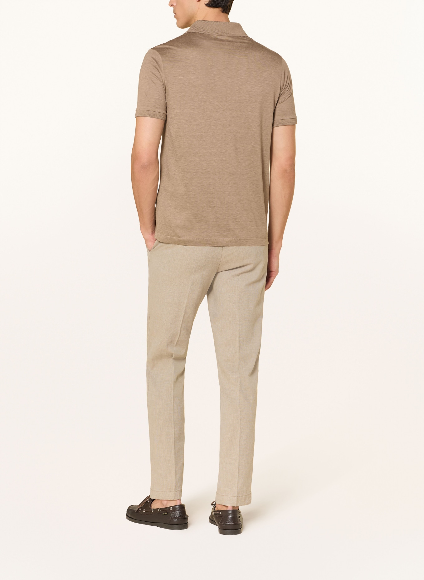 PAUL & SHARK Polo met zijde: LICHTBRUIN