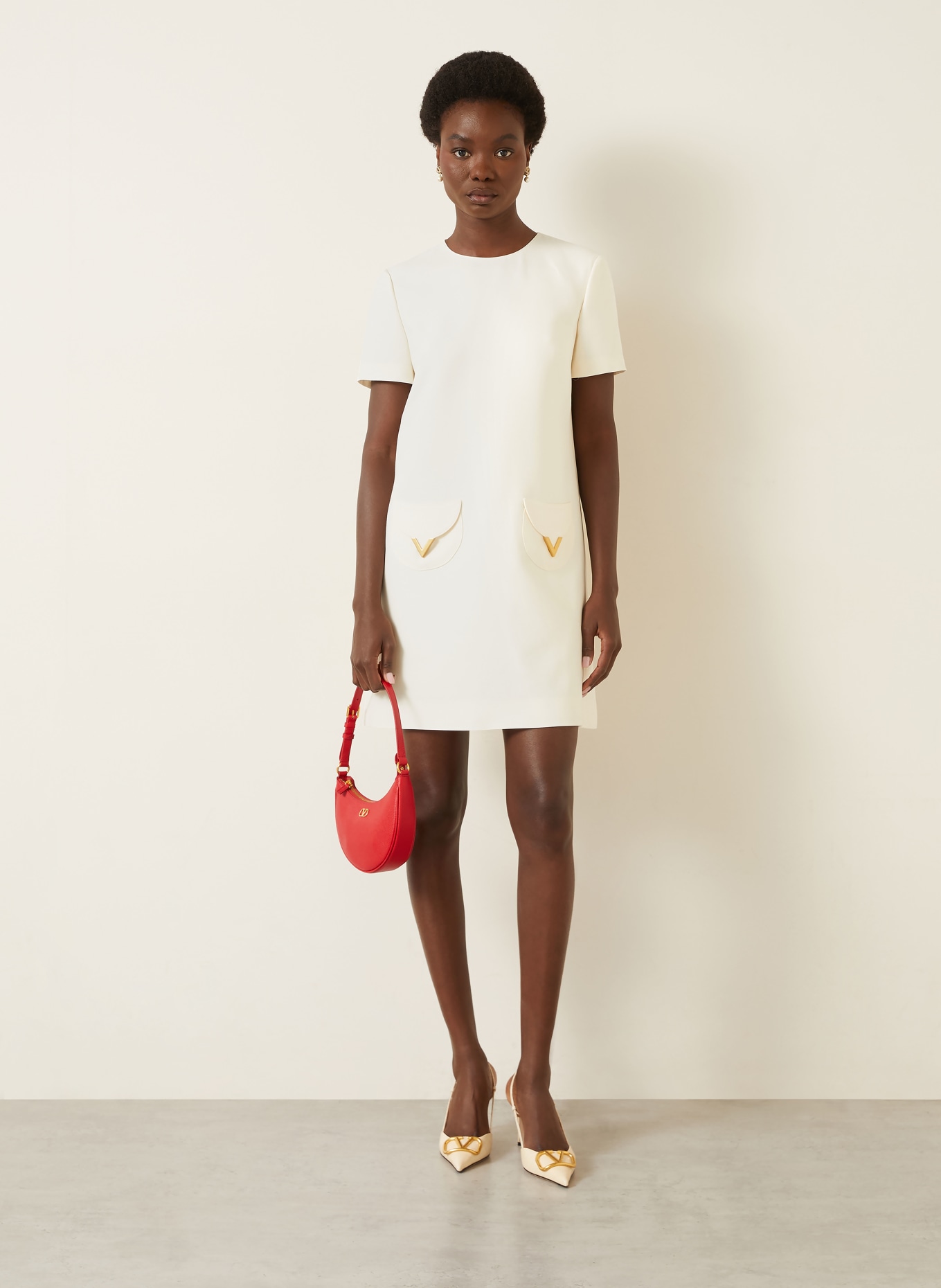 VALENTINO Etuikleid mit Seide: ECRU