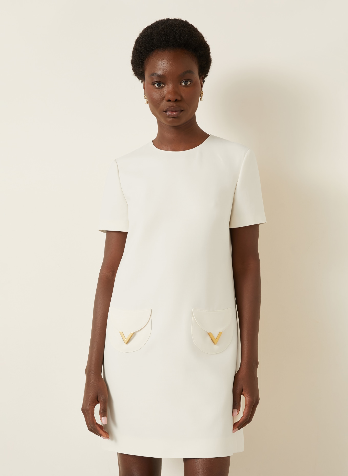 VALENTINO Etuikleid mit Seide: ECRU