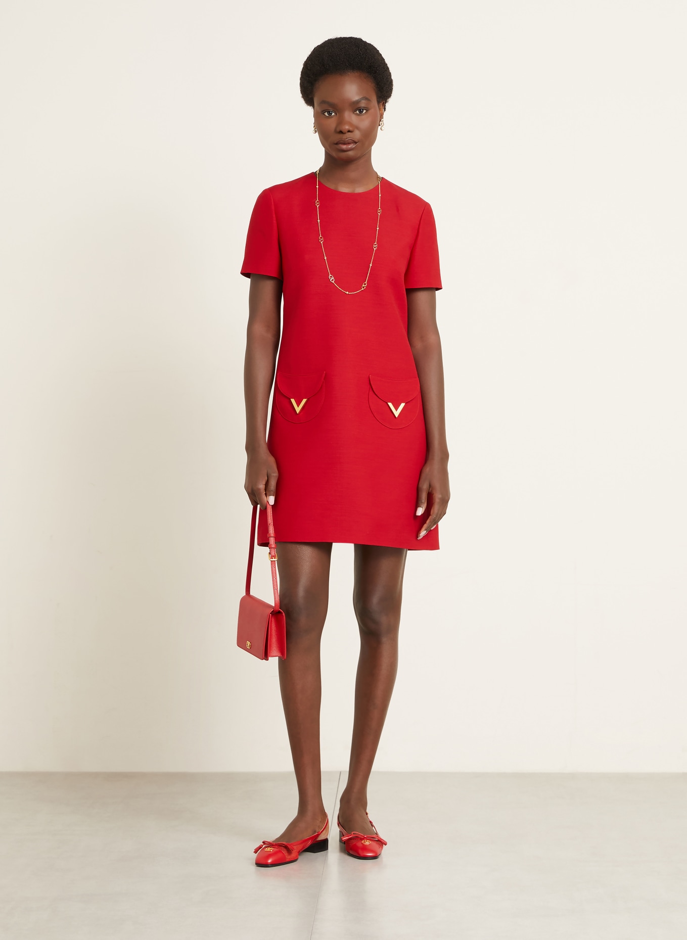 VALENTINO Etuikleid mit Seide: ROT