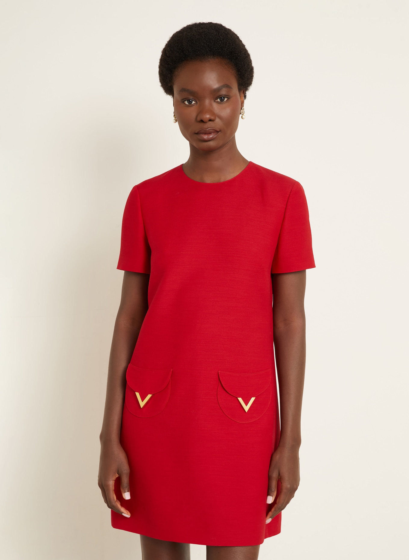 VALENTINO Etuikleid mit Seide: ROT