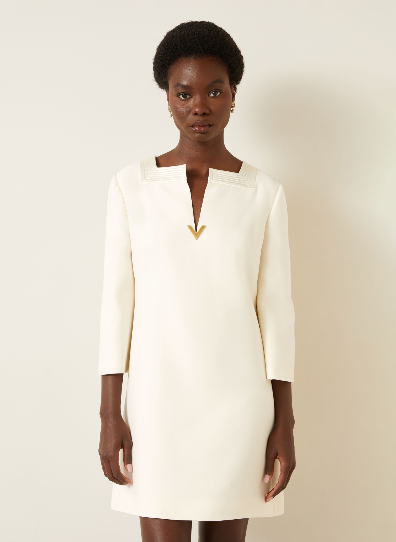 VALENTINO Etuikleid mit Seide: ECRU