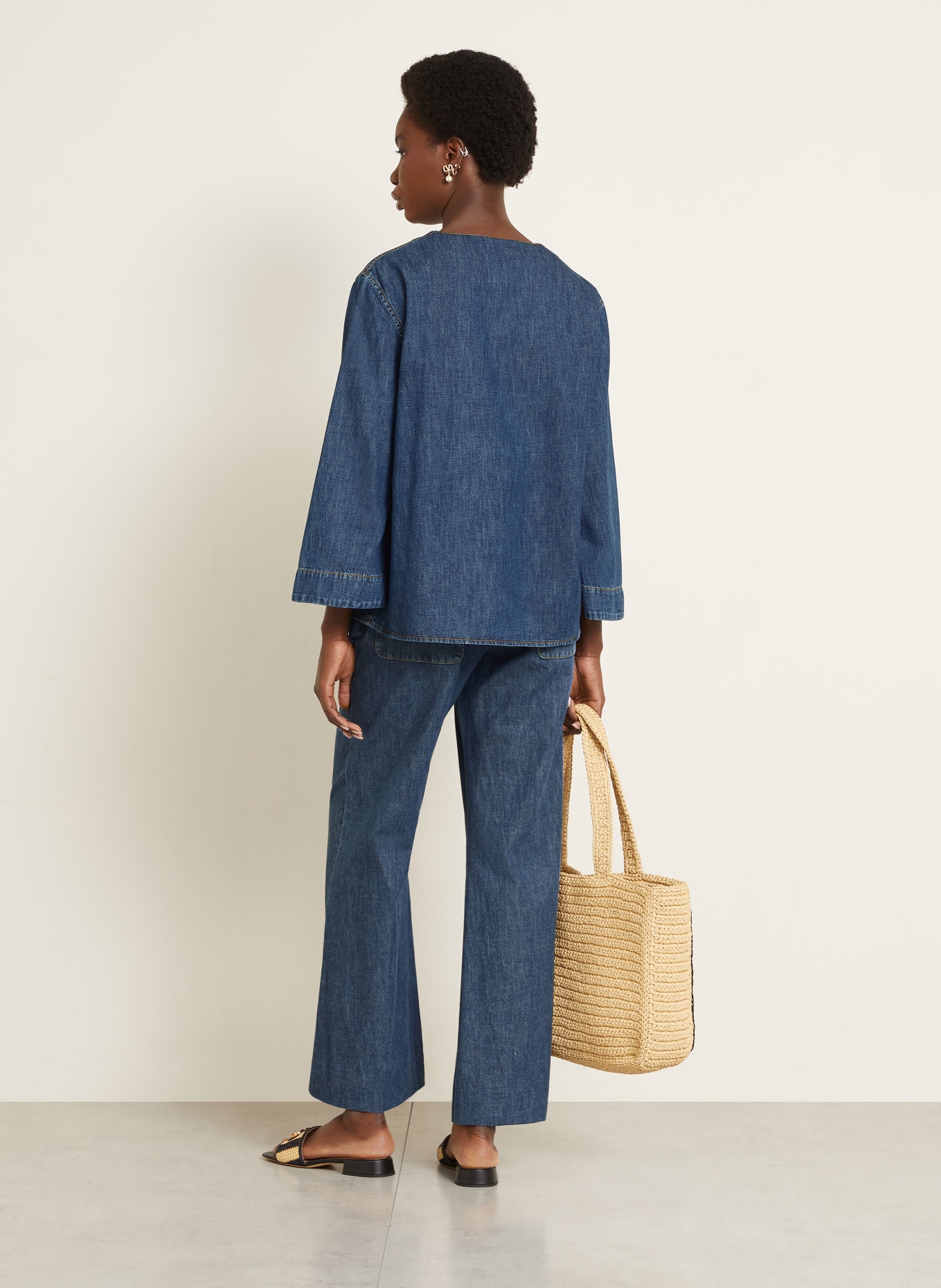 VALENTINO Blusenshirt SOLID in Jeansoptik: BLAU