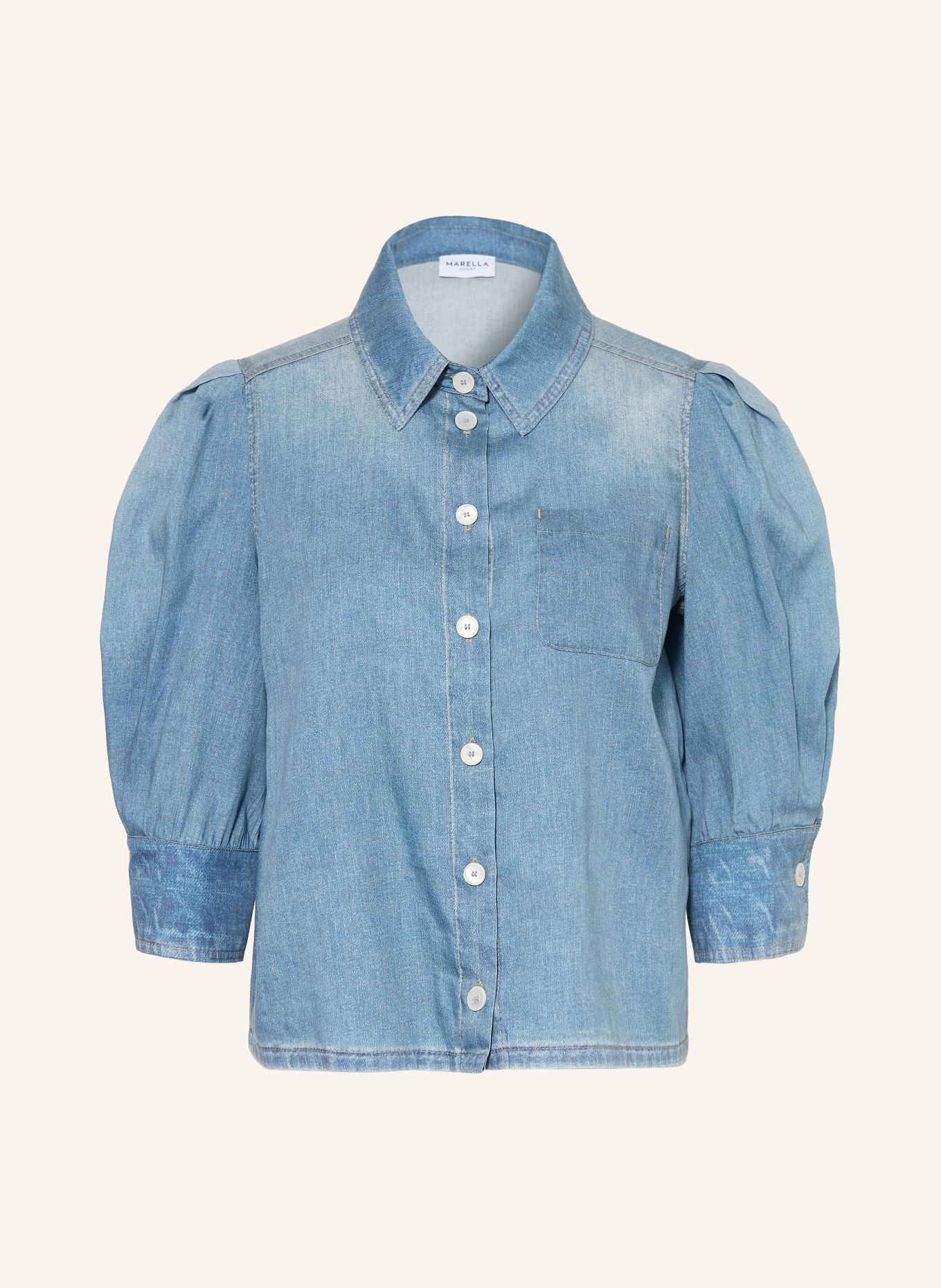 MARELLA Chemisier MLSROMANA aspect jean à manches 3/4: BLEU