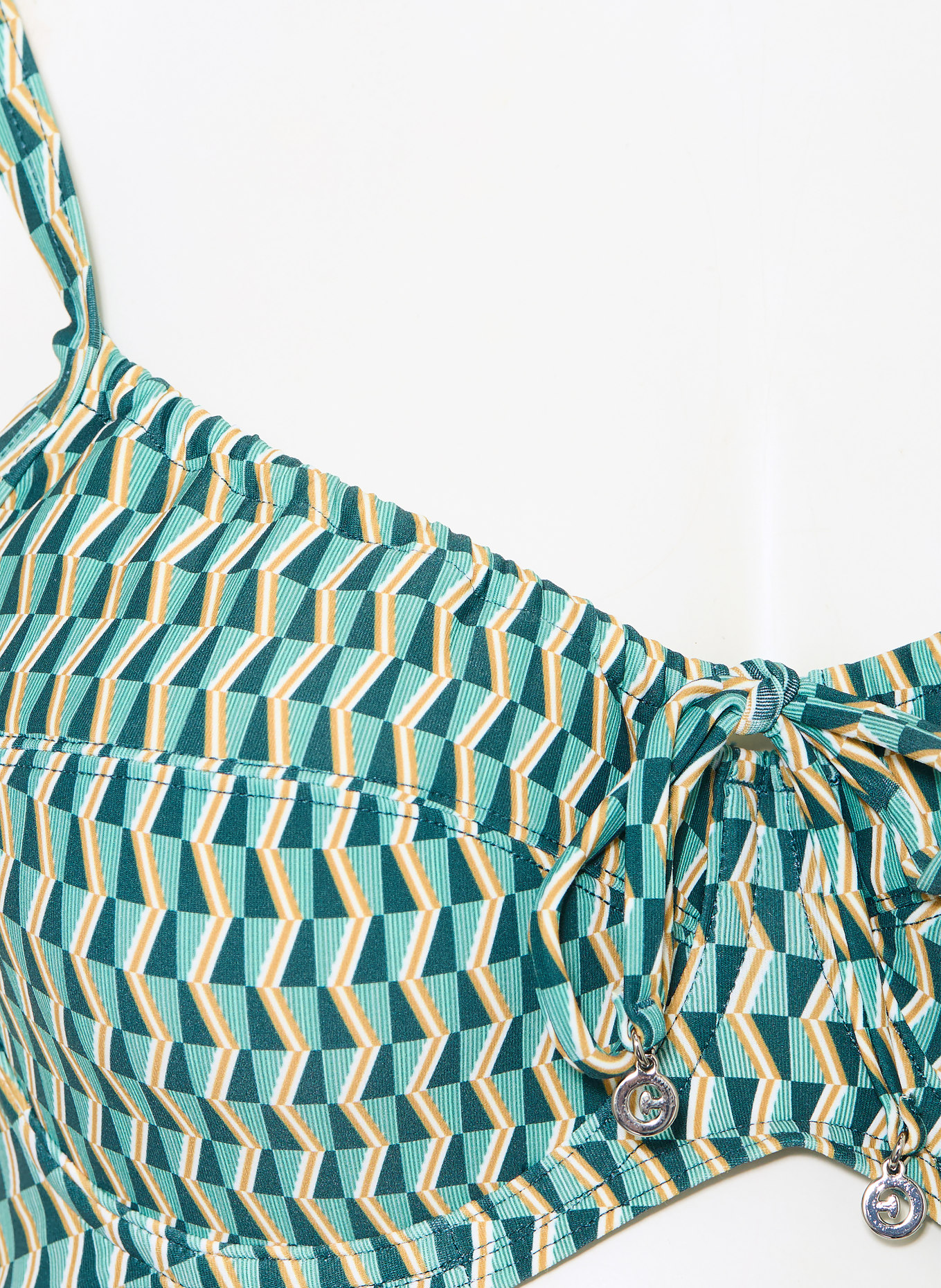 CYELL Underwire bikini top GROOVY GRAPHIC: TEAL / COGNAC / WHITE