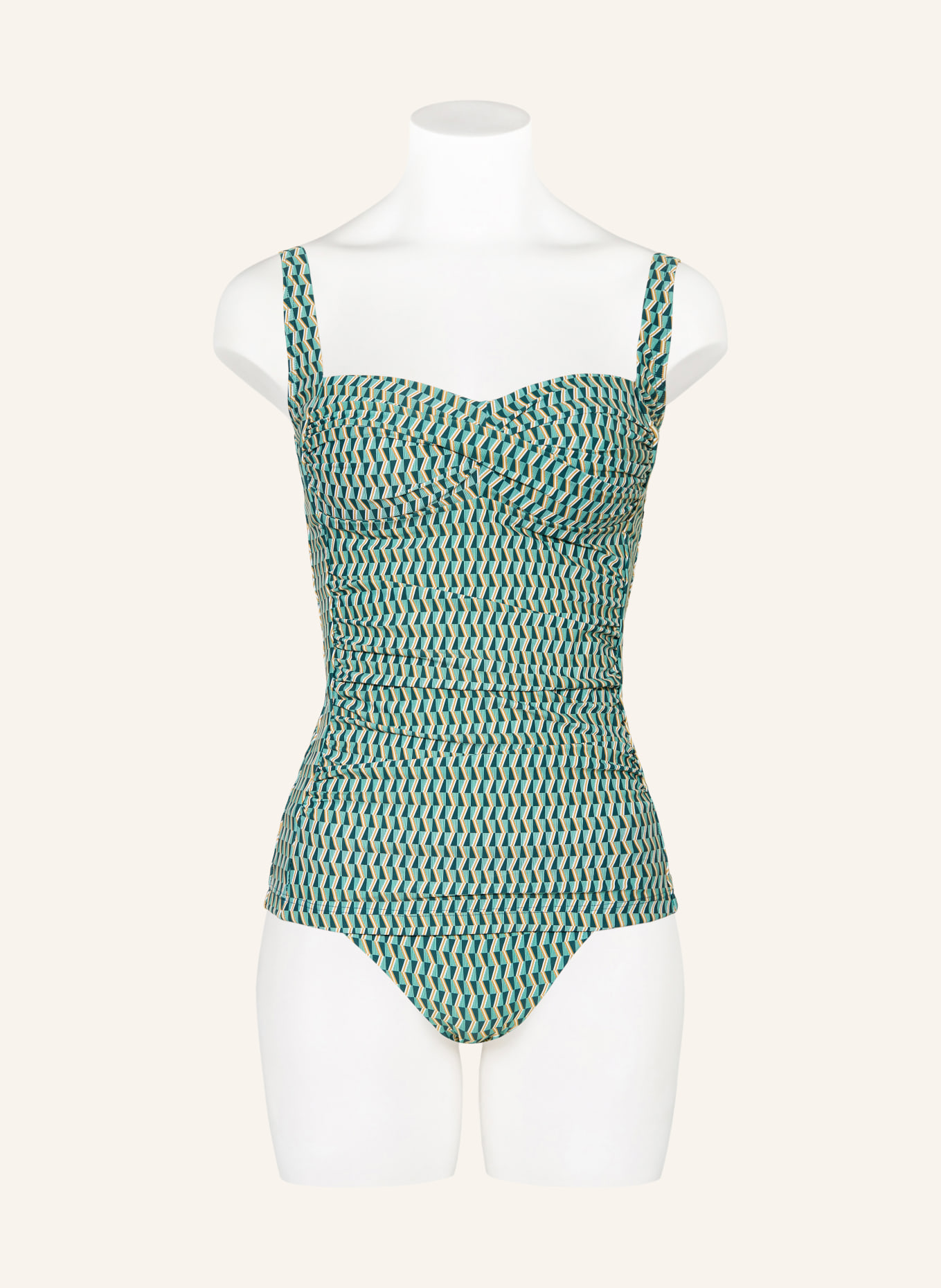 CYELL Tankini top GROOVY GRAPHIC: TEAL / COGNAC / WHITE