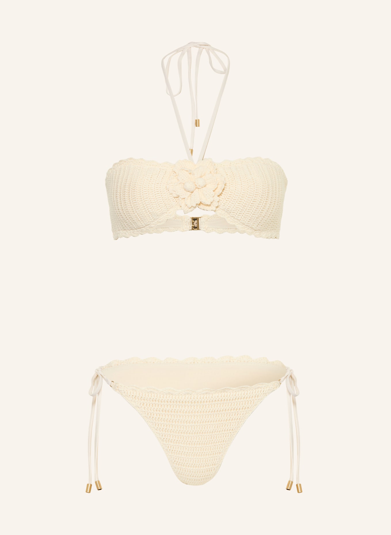 ZIMMERMANN Bandeau-Bikini AWAKEN CROCHET FLOWER: CREME