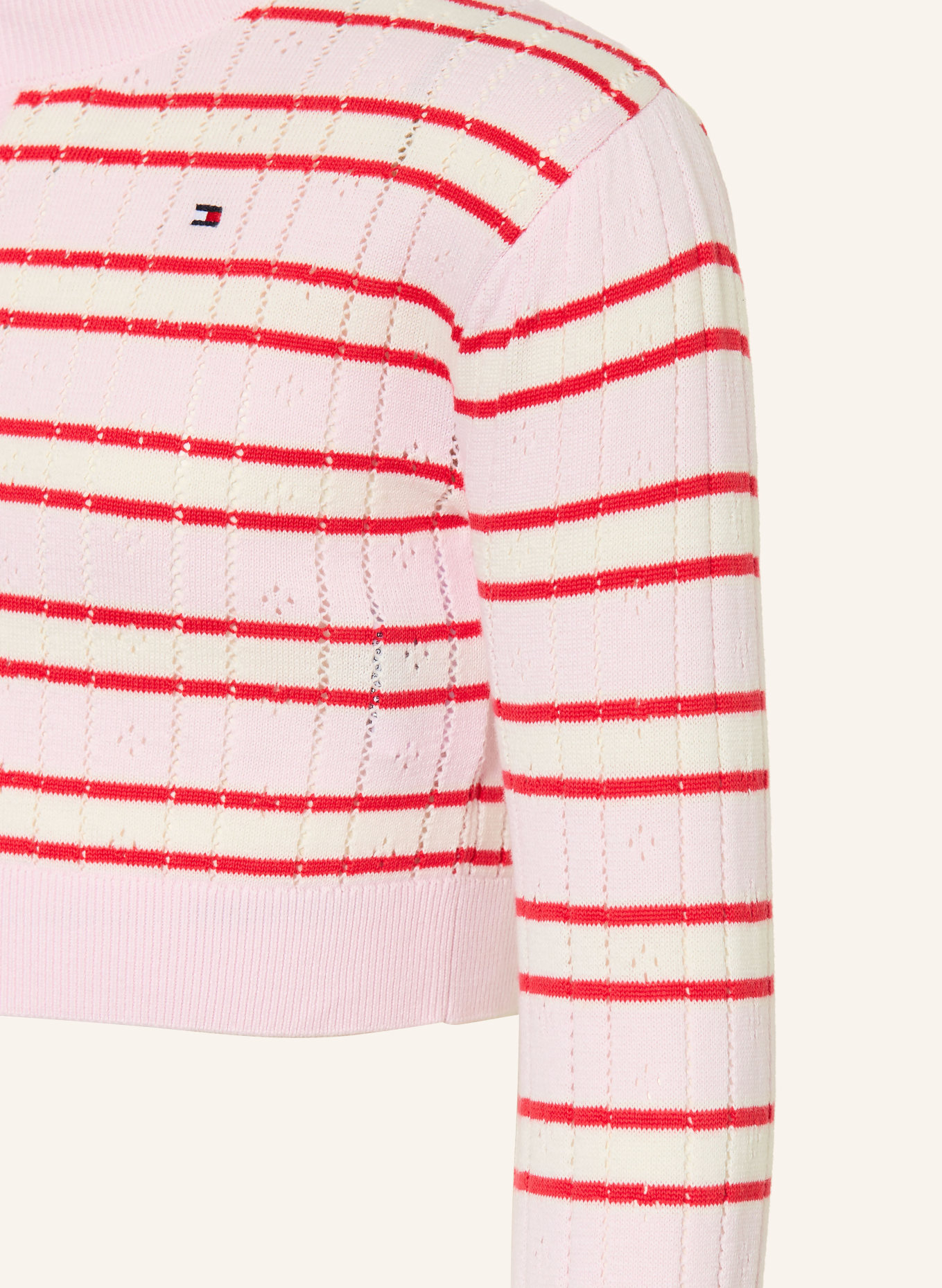 TOMMY HILFIGER Strickjacke: ROSA / ROT / WEISS