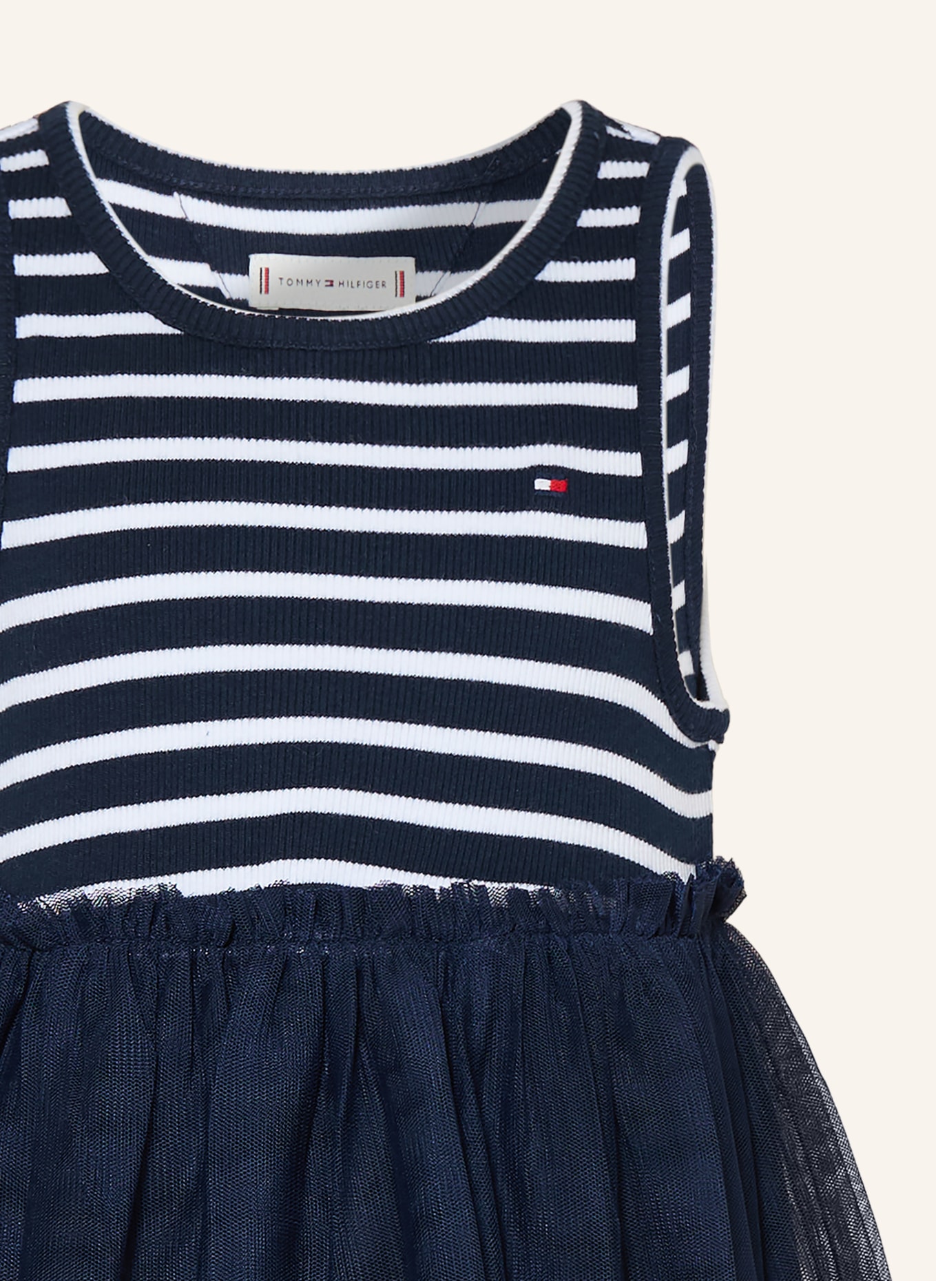 TOMMY HILFIGER Robe en mélange de matières: BLEU FONCÉ / BLANC