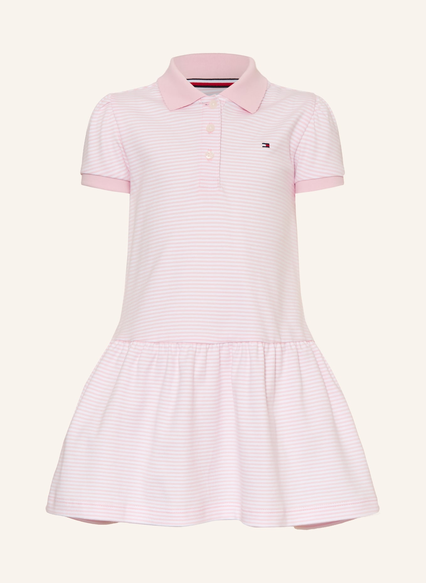 TOMMY HILFIGER Robe polo en jersey: ROSE / BLANC