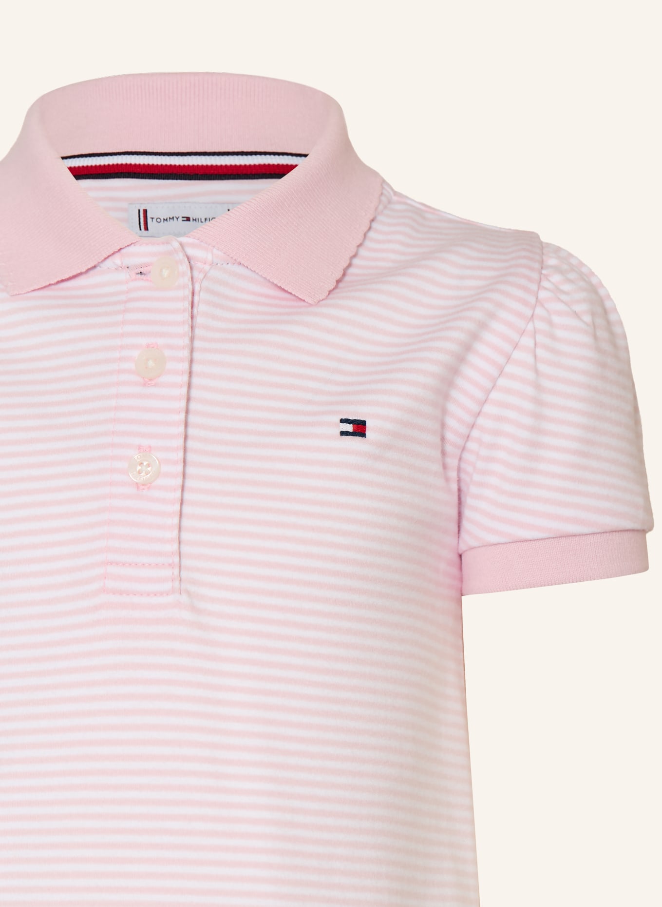 TOMMY HILFIGER Robe polo en jersey: ROSE / BLANC