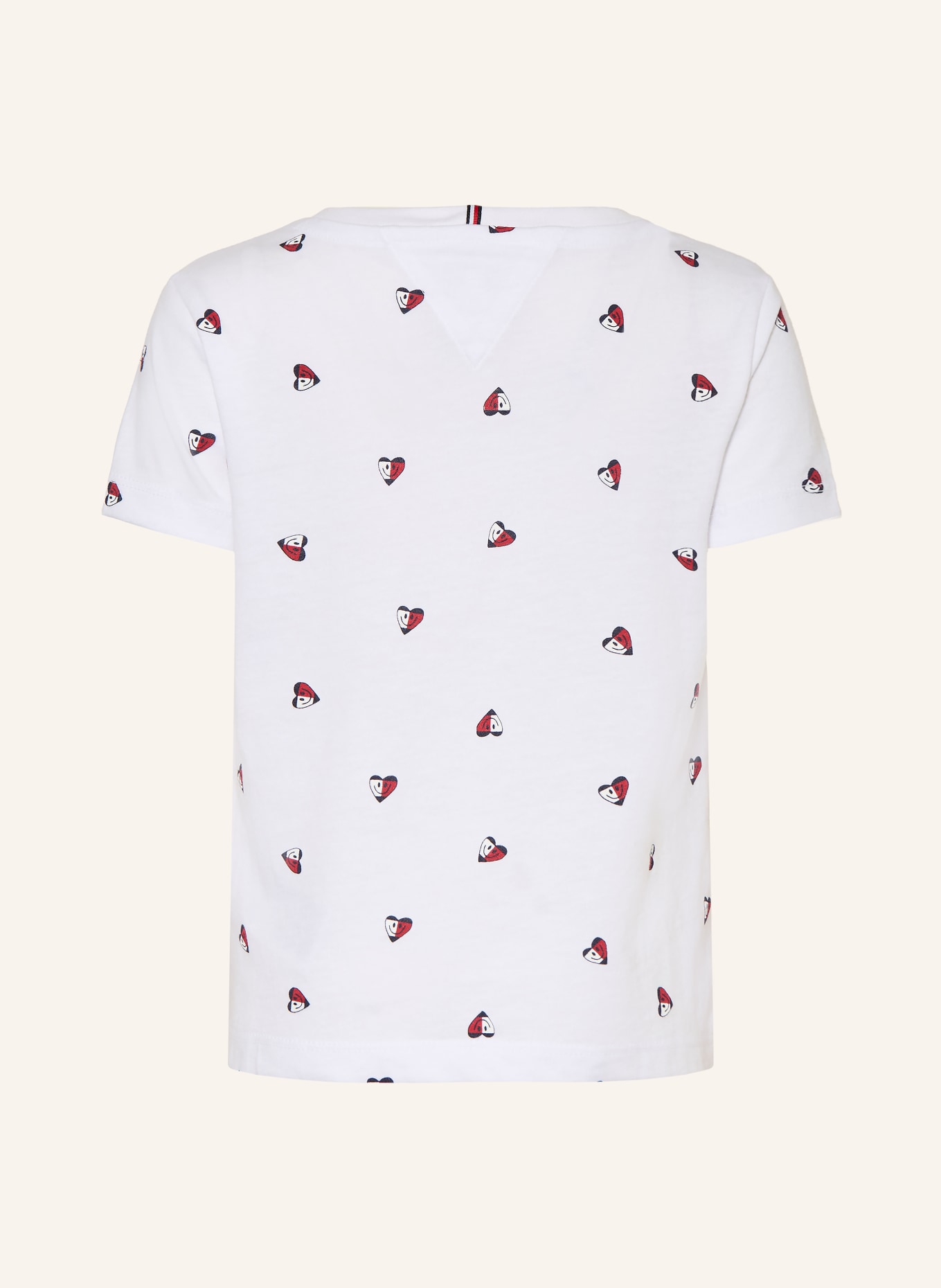 TOMMY HILFIGER T-Shirt HEART: WEISS / DUNKELROT / DUNKELBLAU