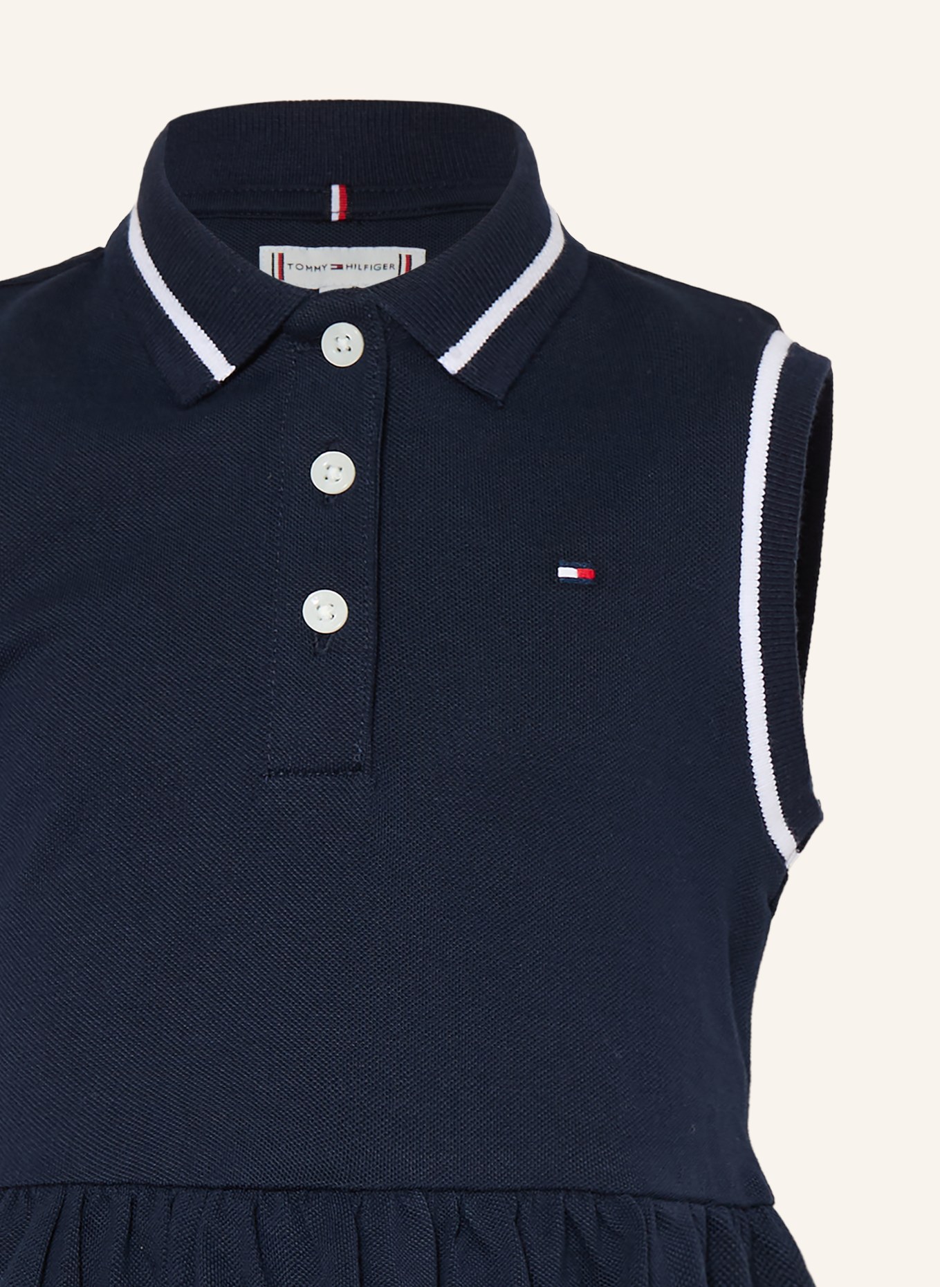 TOMMY HILFIGER Robe polo en piqué: BLEU FONCÉ / BLANC