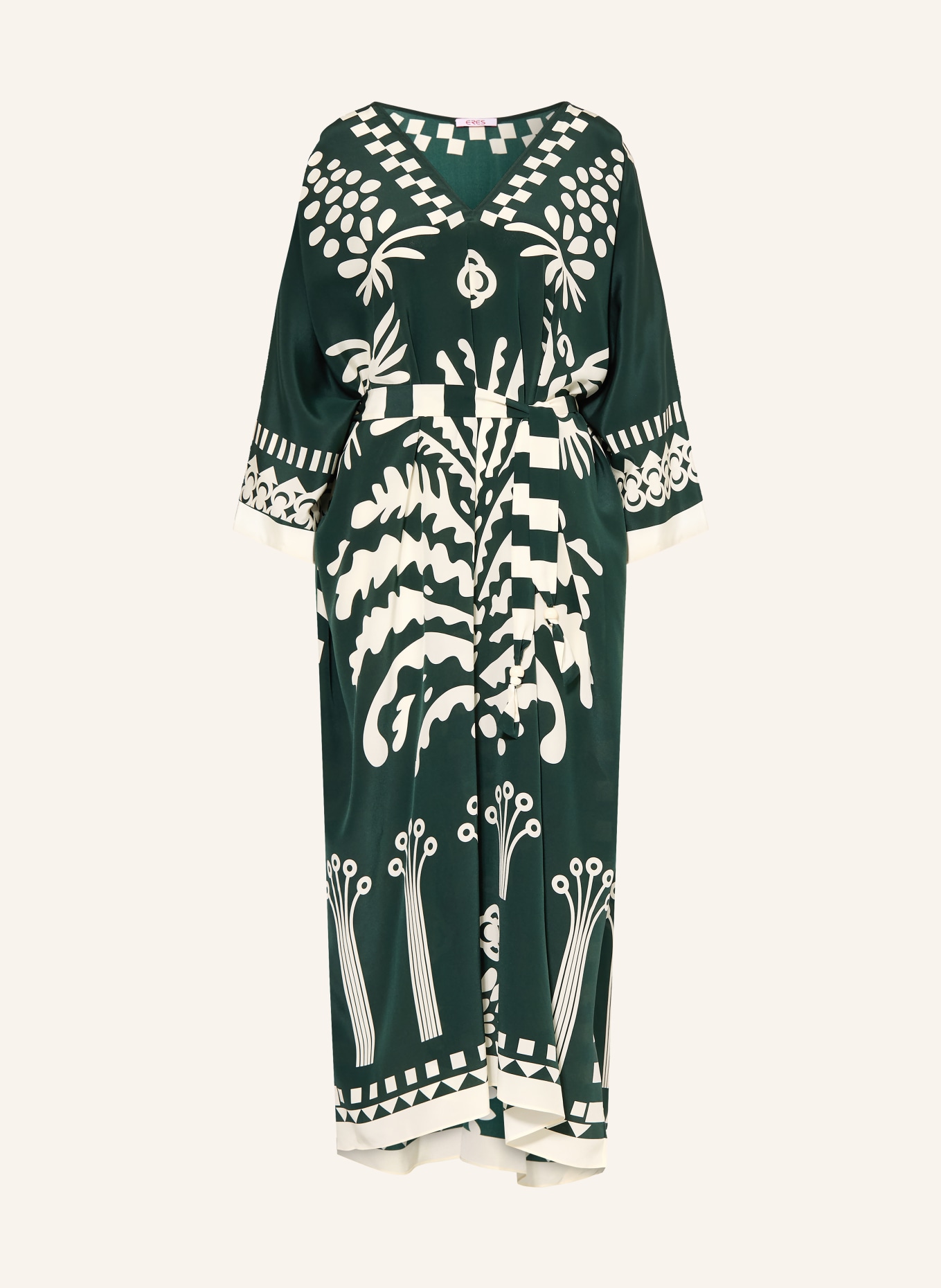 ERES Kaftan HOLI mit 3/4-Arm: DUNKELGRÜN / CREME