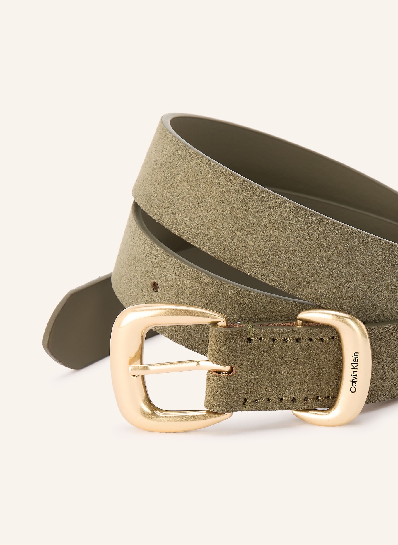 Calvin Klein Ledergürtel: KHAKI / GOLD