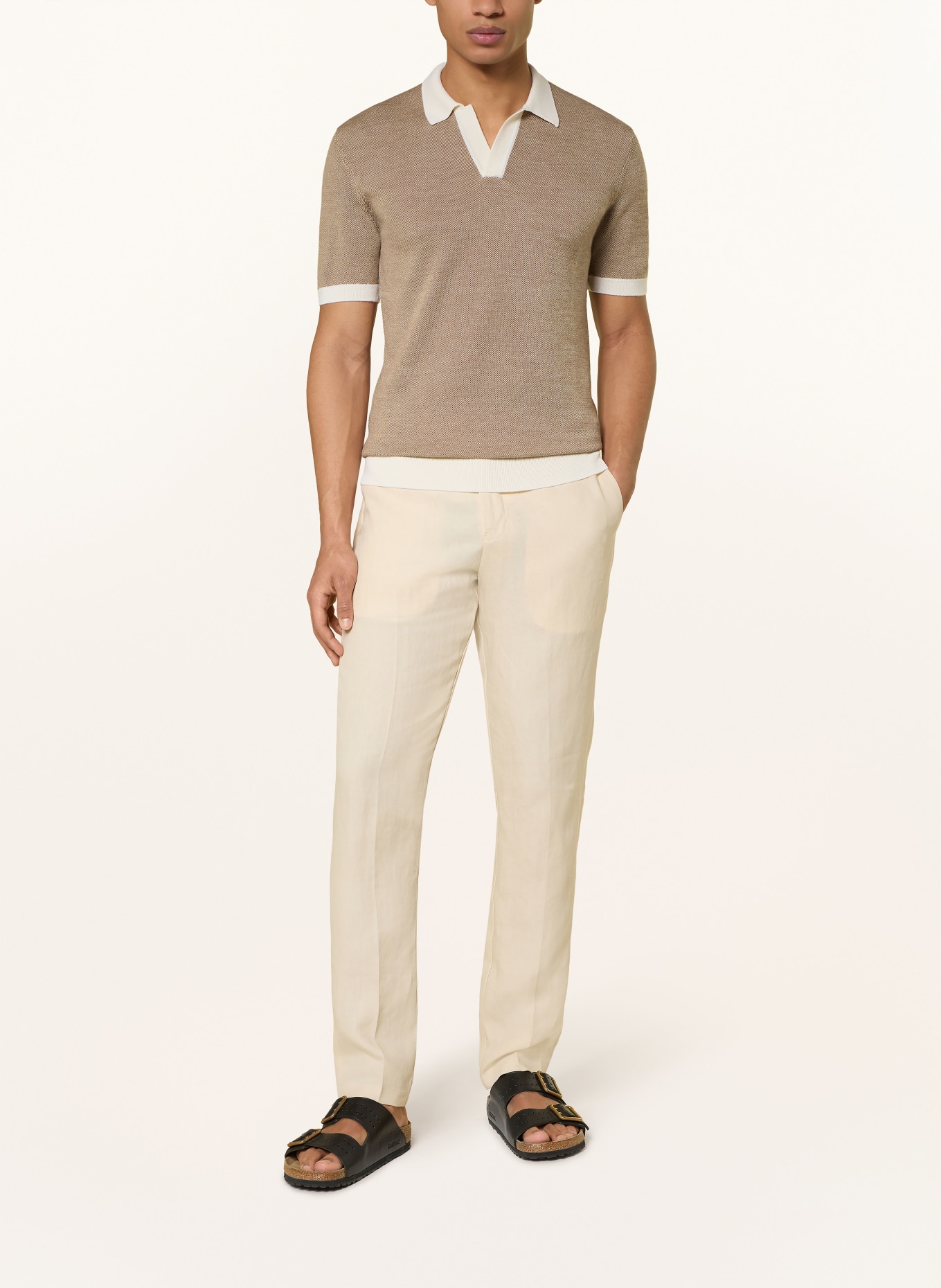 ORLEBAR BROWN Strick-Poloshirt HORTON: CAMEL / BEIGE