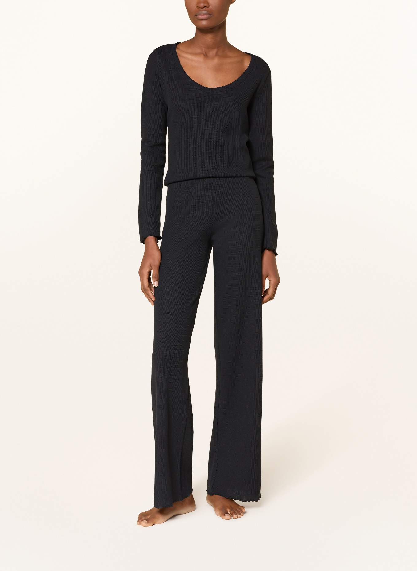 BOSS Chemise de nuit COSY WAFFLE: NOIR