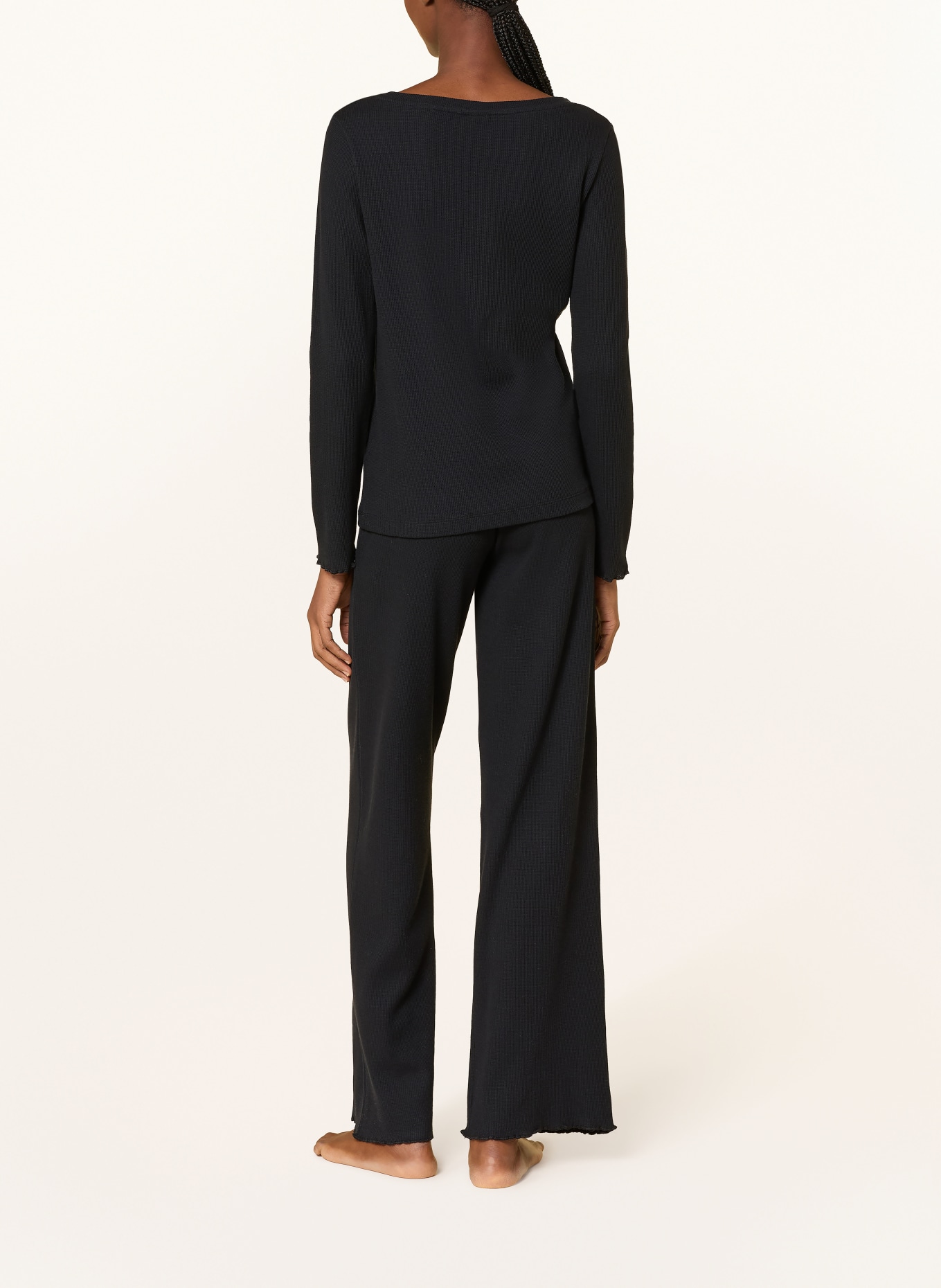 BOSS Chemise de nuit COSY WAFFLE: NOIR