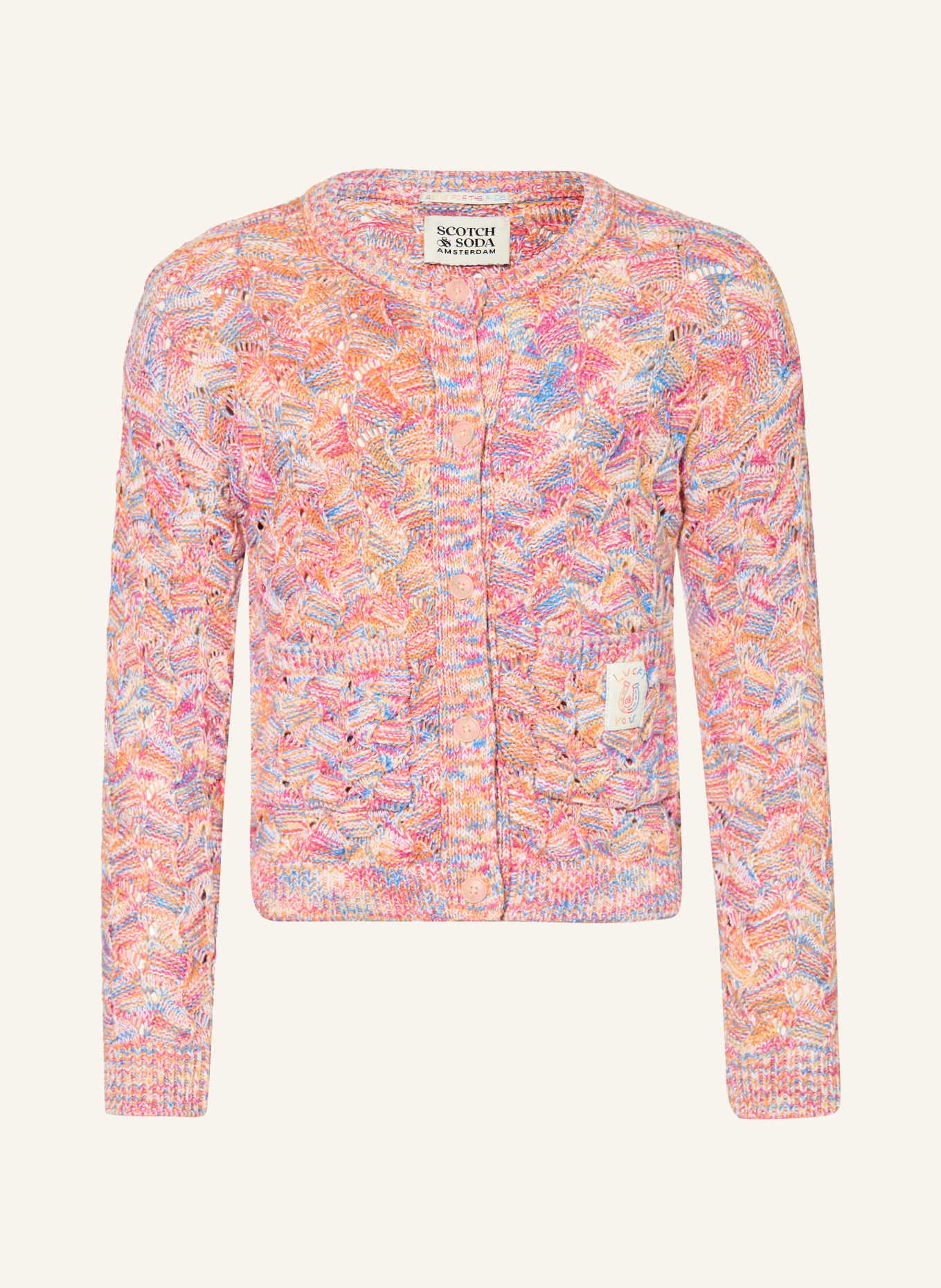 SCOTCH & SODA Strickjacke mit Glitzergarn: ORANGE / PINK / BLAU