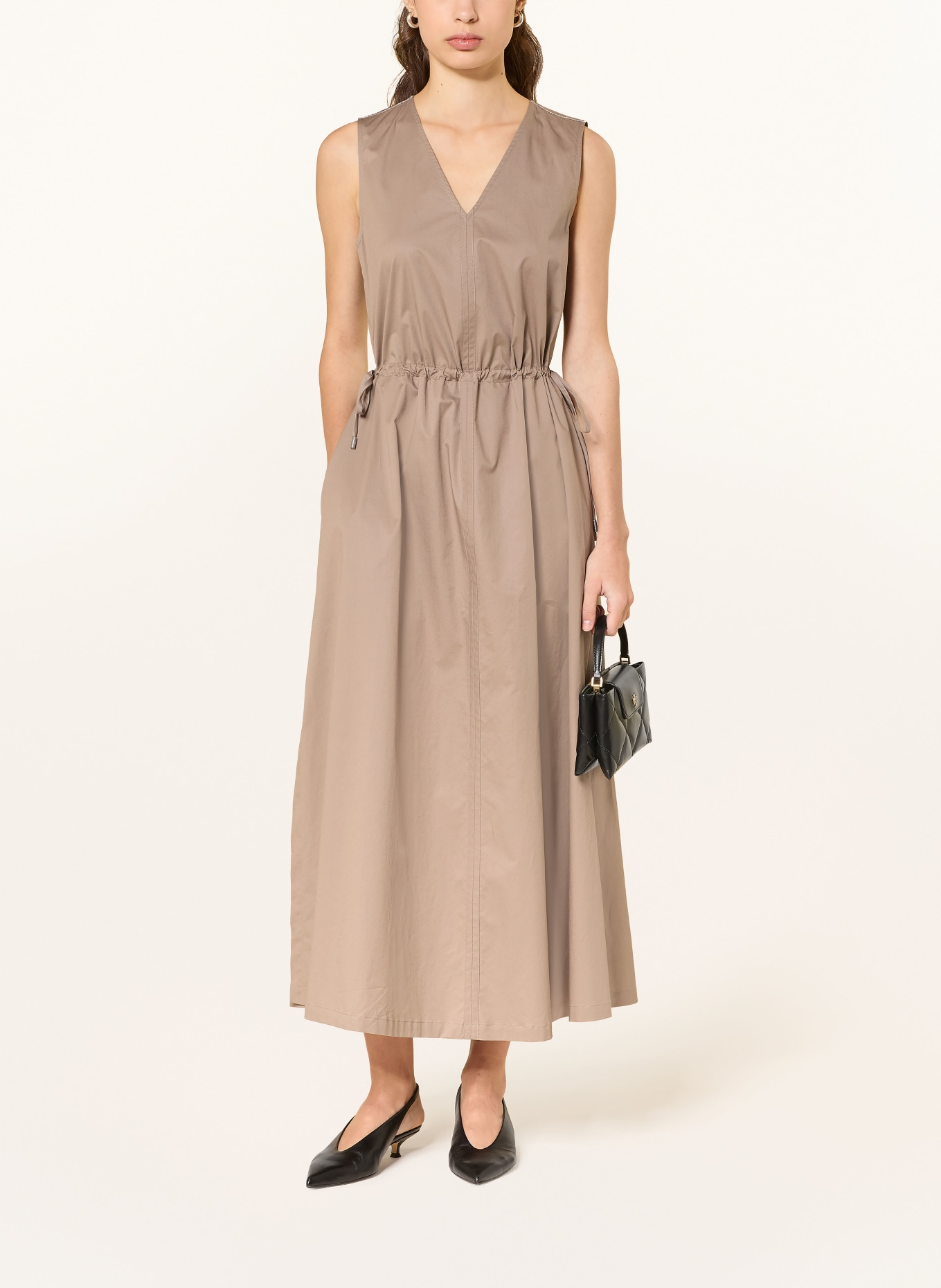 PESERICO Šaty s ozdobnými kameny: SVĚTLE HNĚDÁ