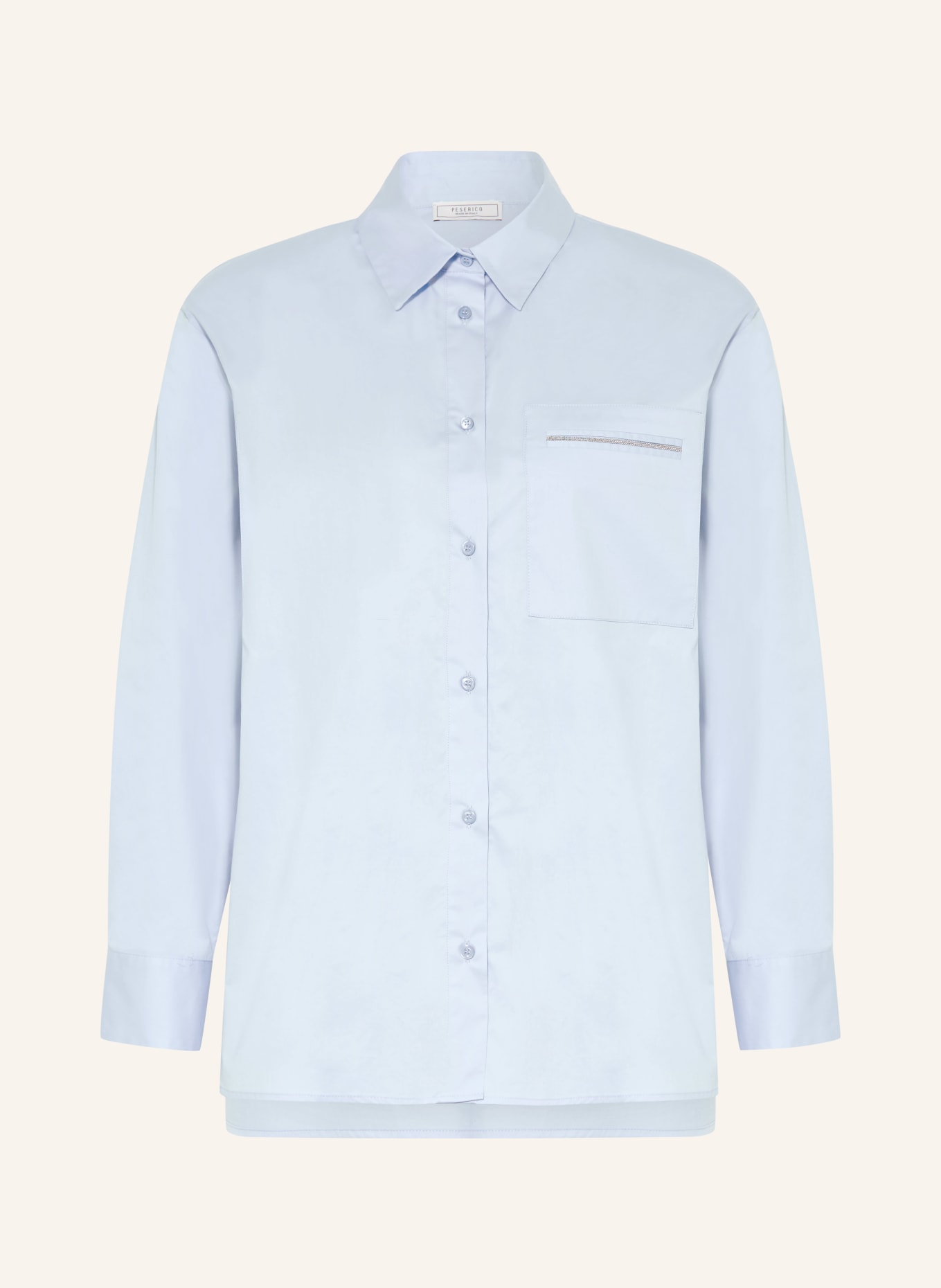 PESERICO Hemdbluse mit Schmucksteinen: HELLBLAU