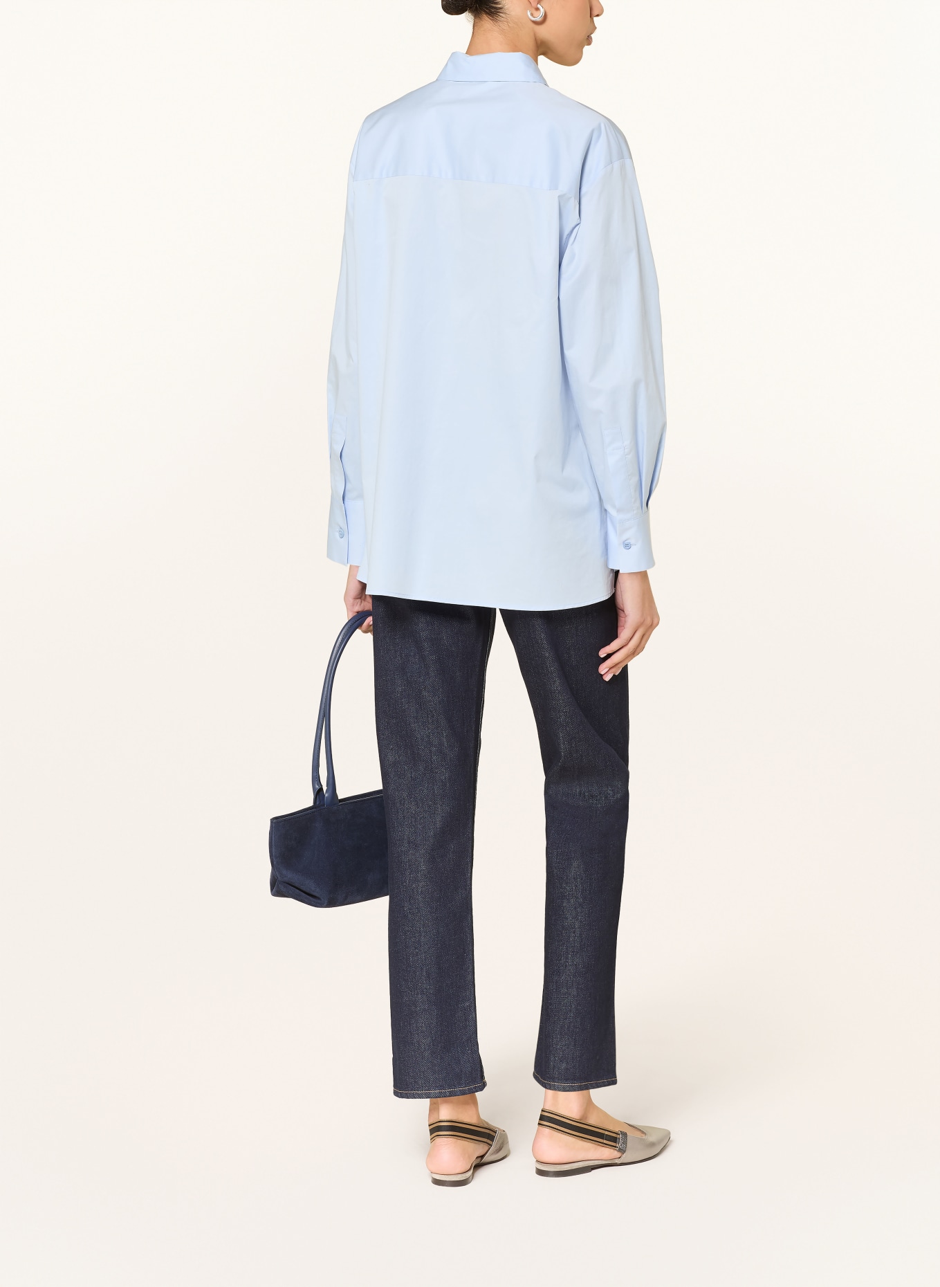 PESERICO Hemdbluse mit Schmucksteinen: HELLBLAU