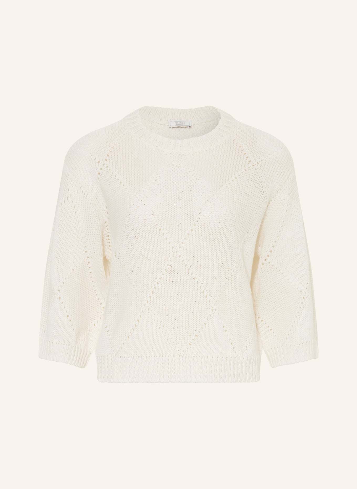 PESERICO Sweter z rękawami 3/4 i cekinami: ECRU