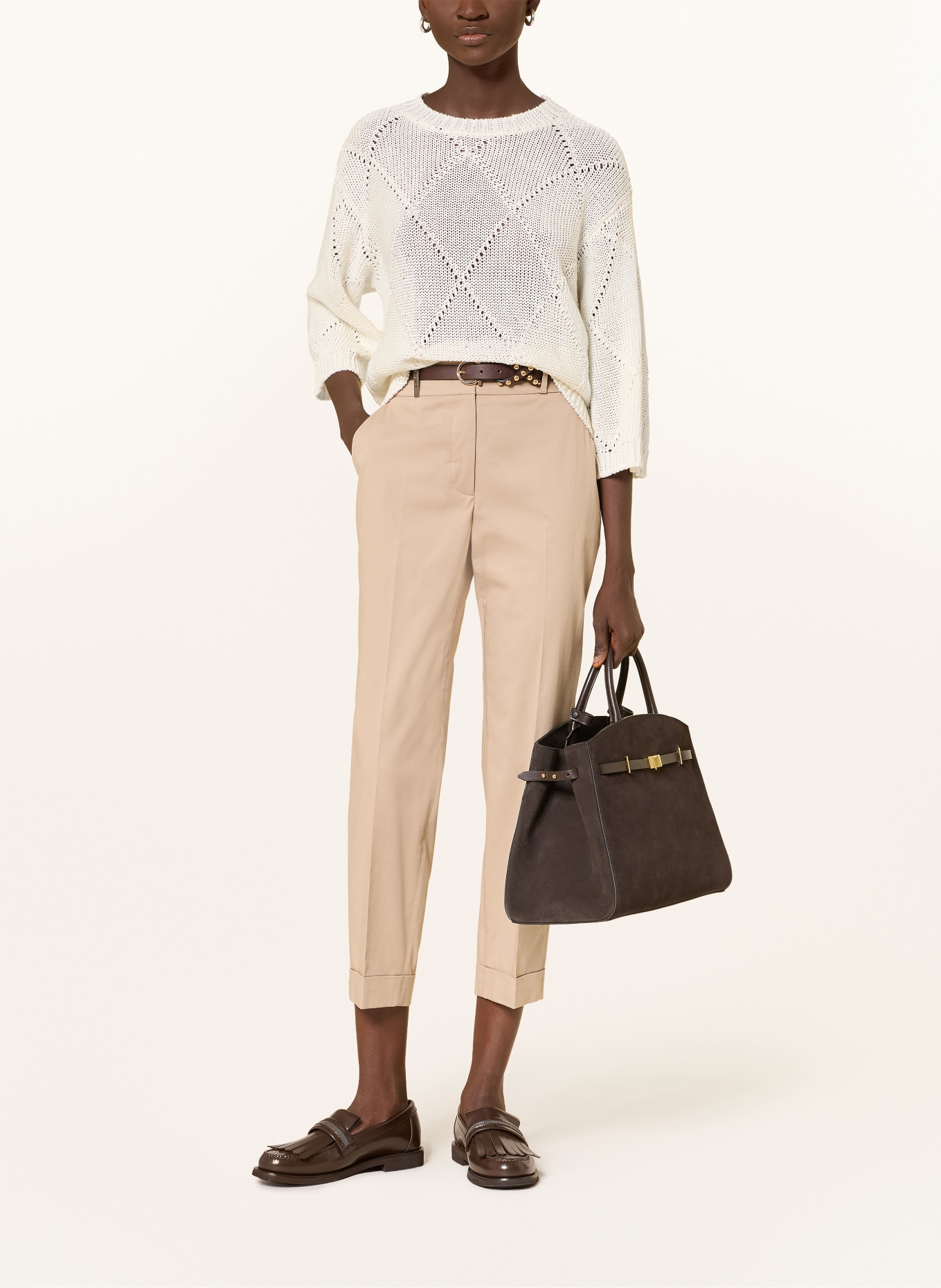 PESERICO Sweter z rękawami 3/4 i cekinami: ECRU