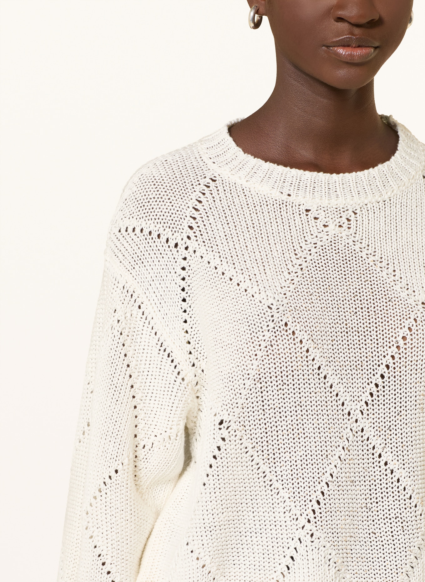 PESERICO Sweter z rękawami 3/4 i cekinami: ECRU