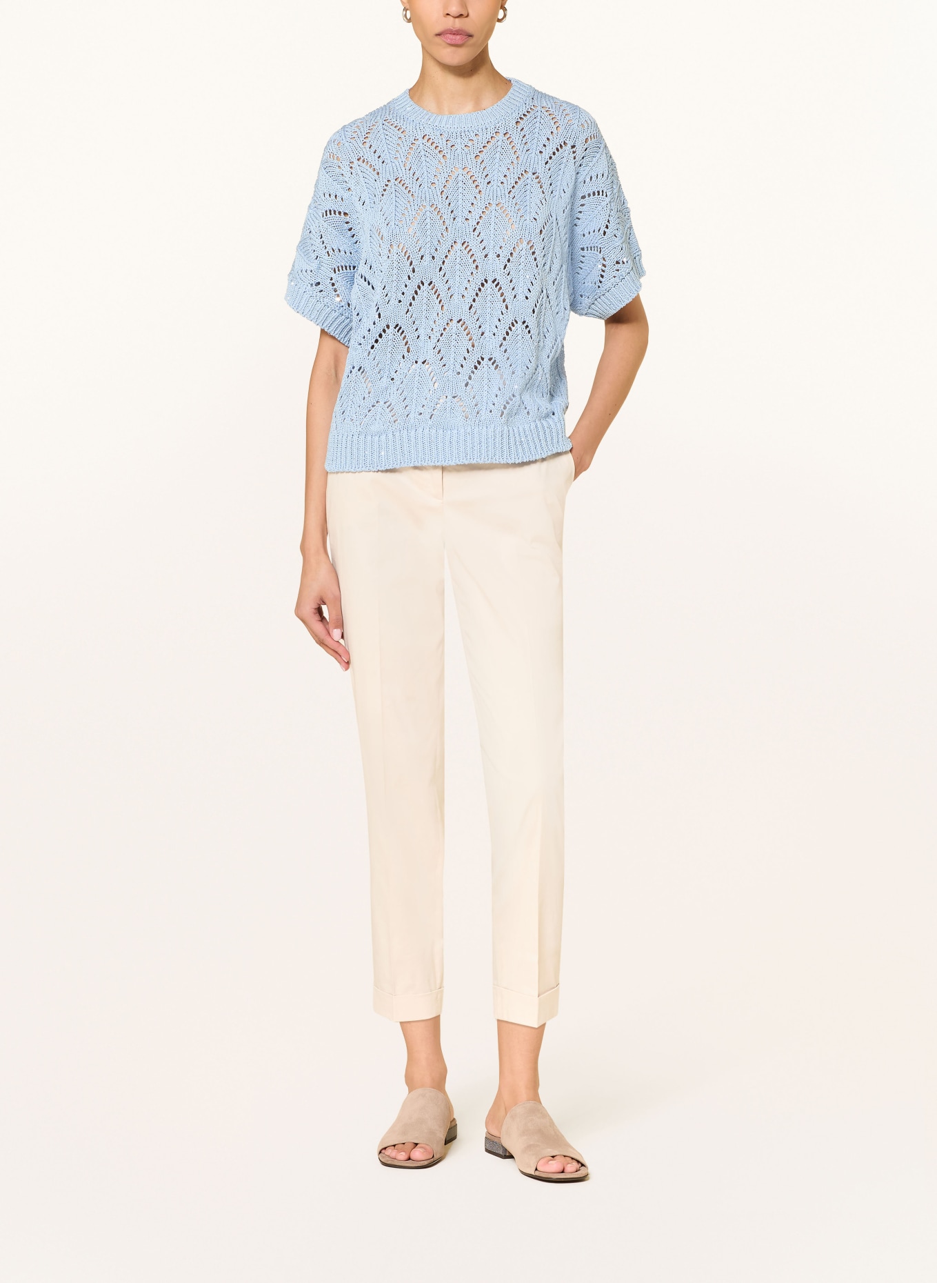 PESERICO T-shirt en maille avec paillettes: BLEU CLAIR